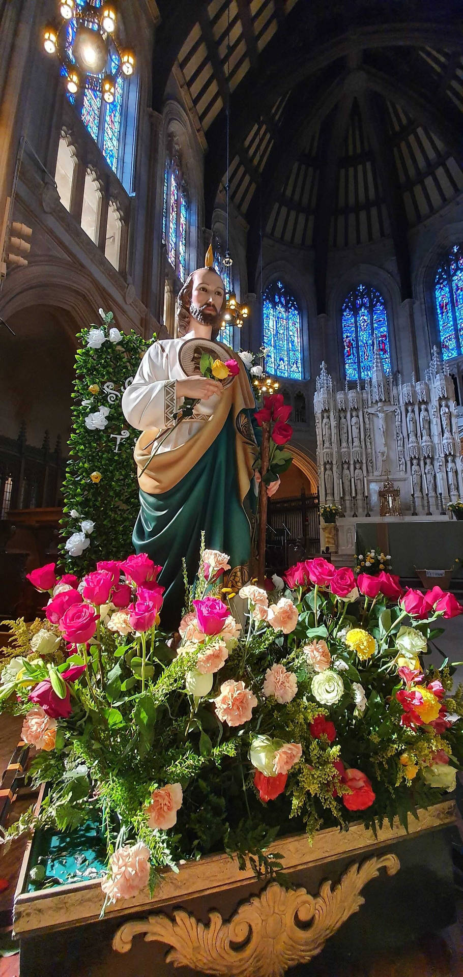 San Judas Statue In Church Background