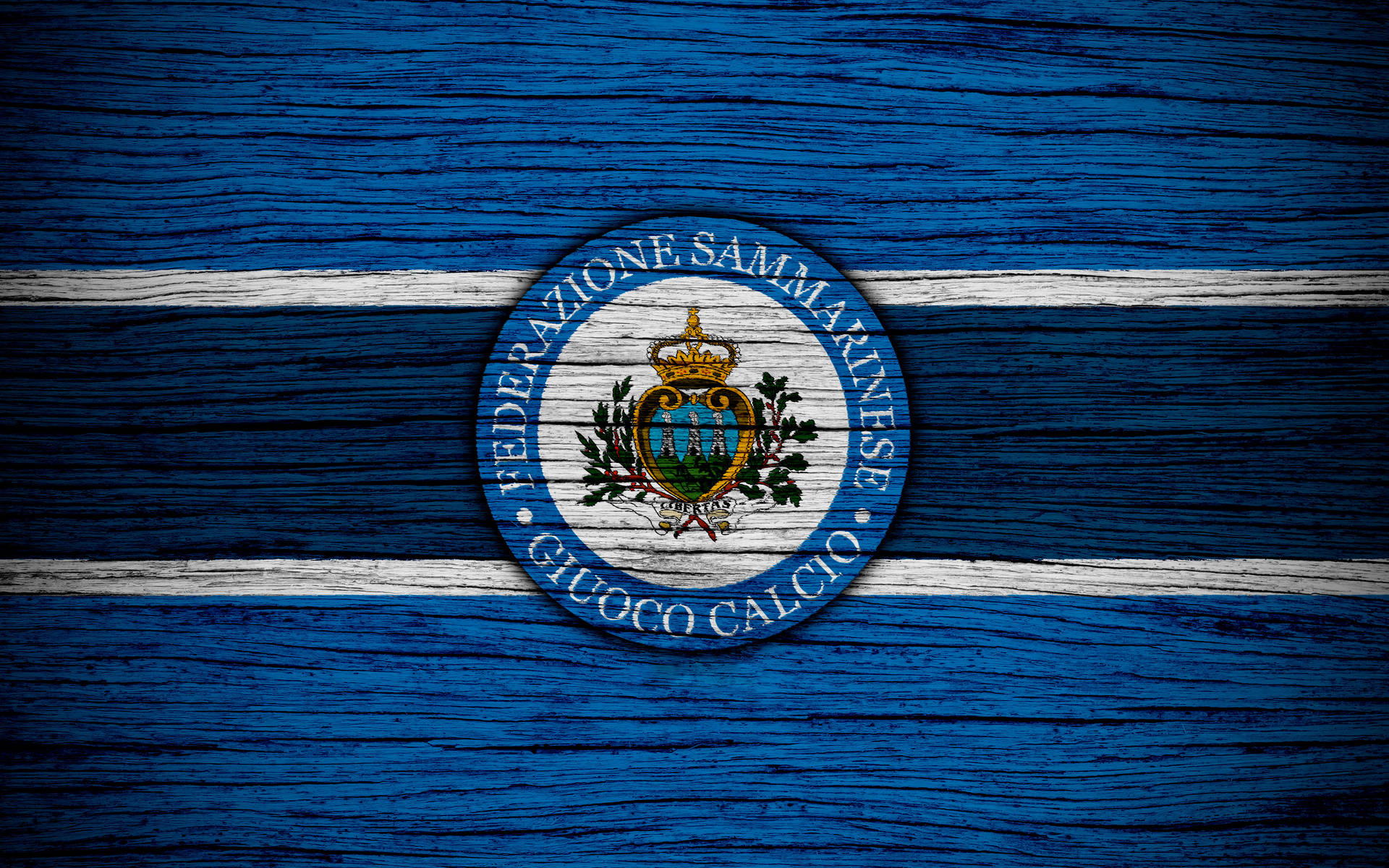 San Marino Flag With Wooden Texture Background
