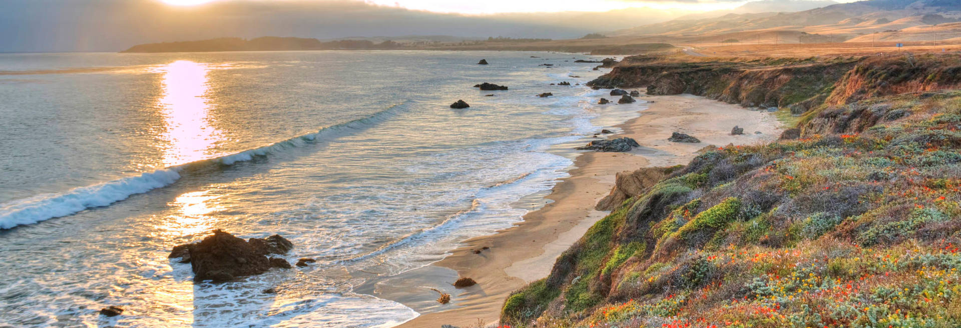 San Simeon Beach Sunset Background