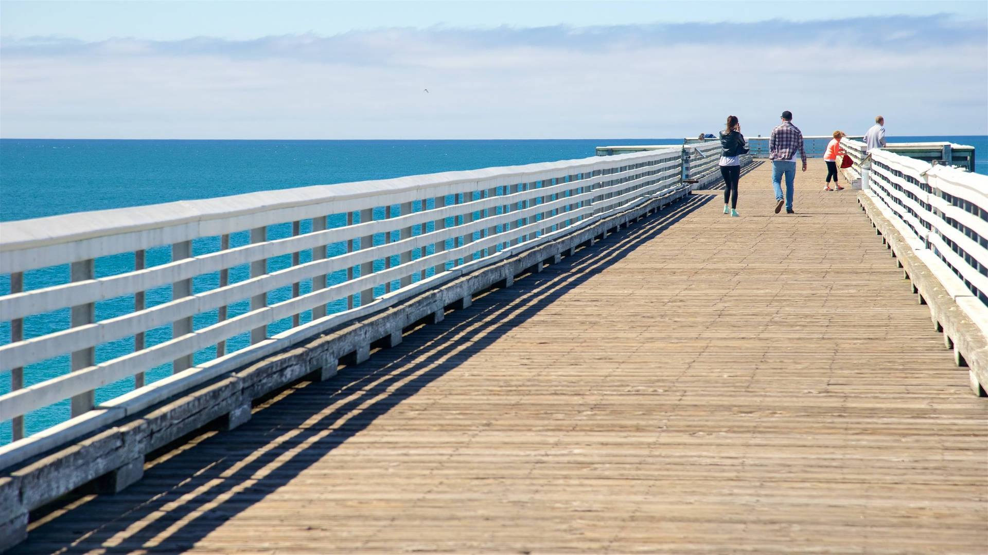 San Simeon Dock Tourists Background