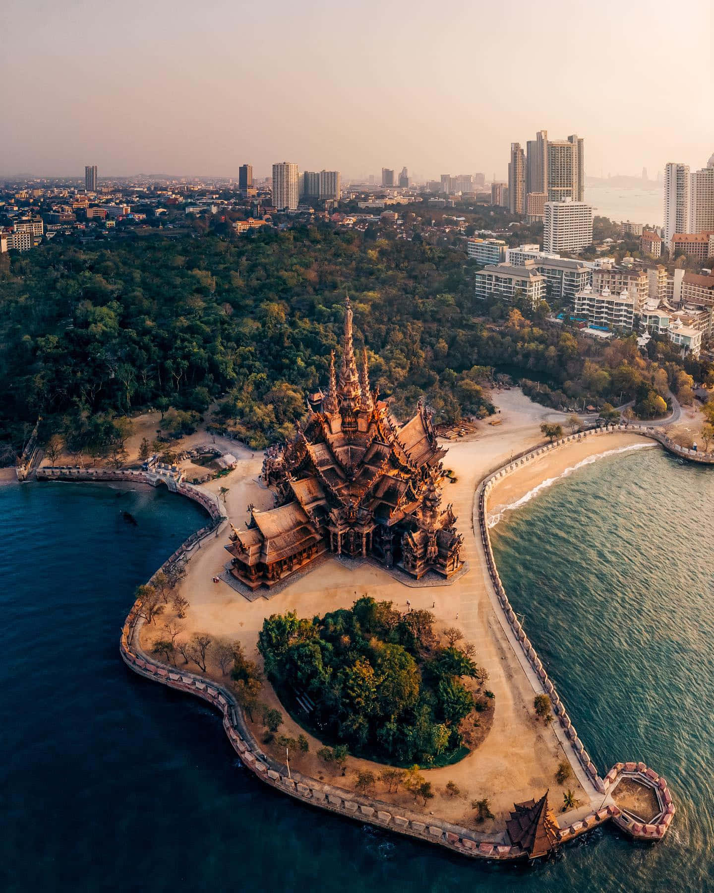 Sanctuary Of Truth Beside The Ocean Background