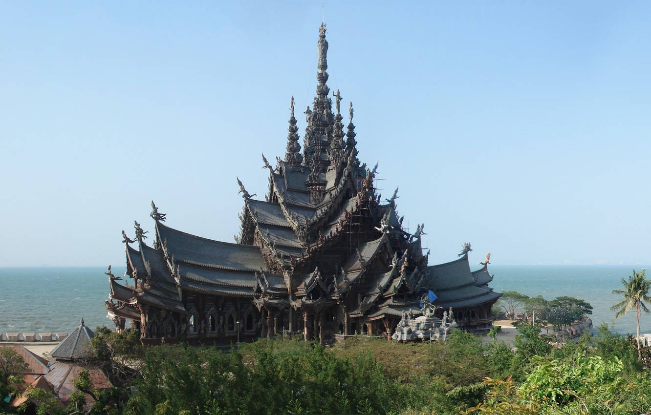 Sanctuary Of Truth Museum In Pattaya Background