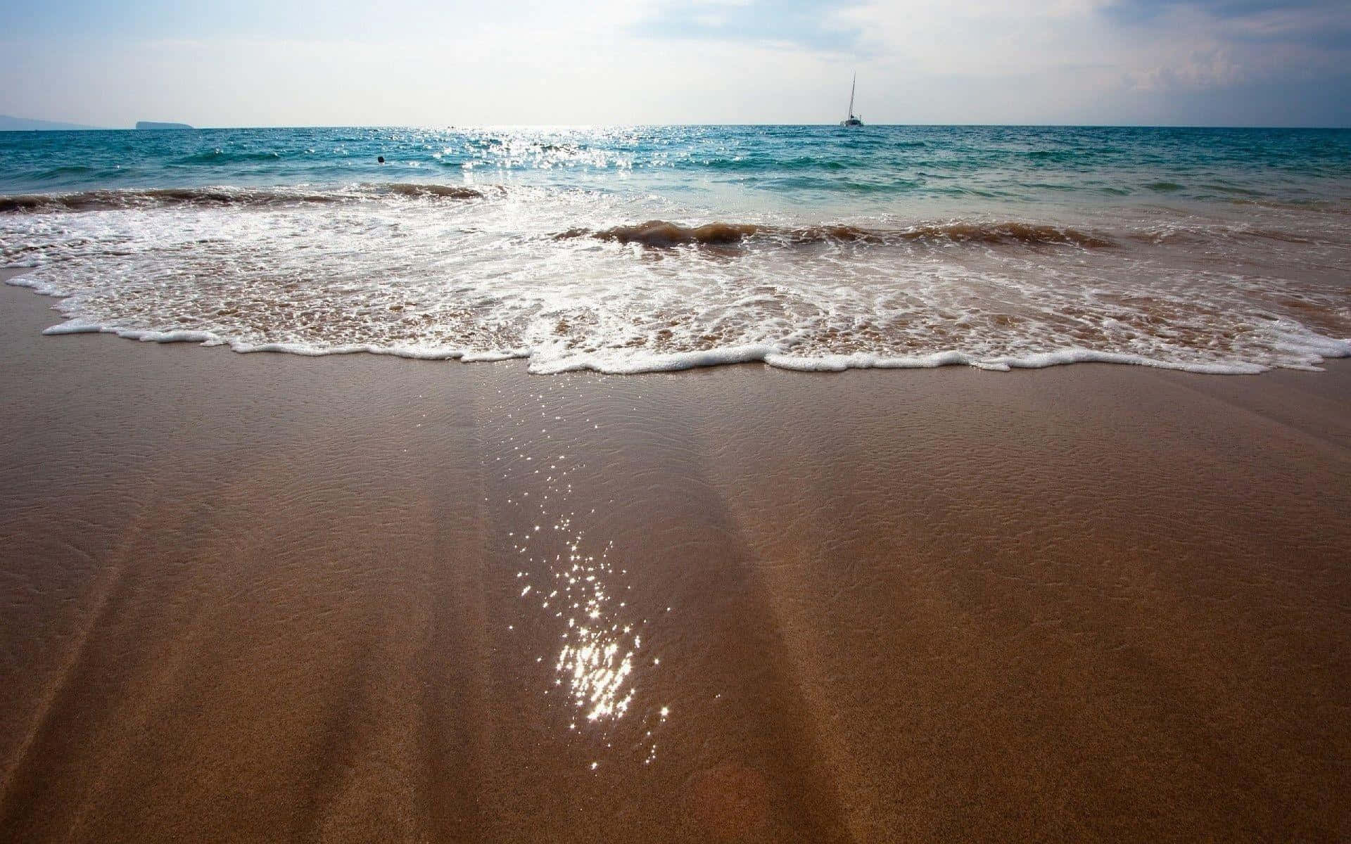 Sand Beach Waves Sun Waves Background