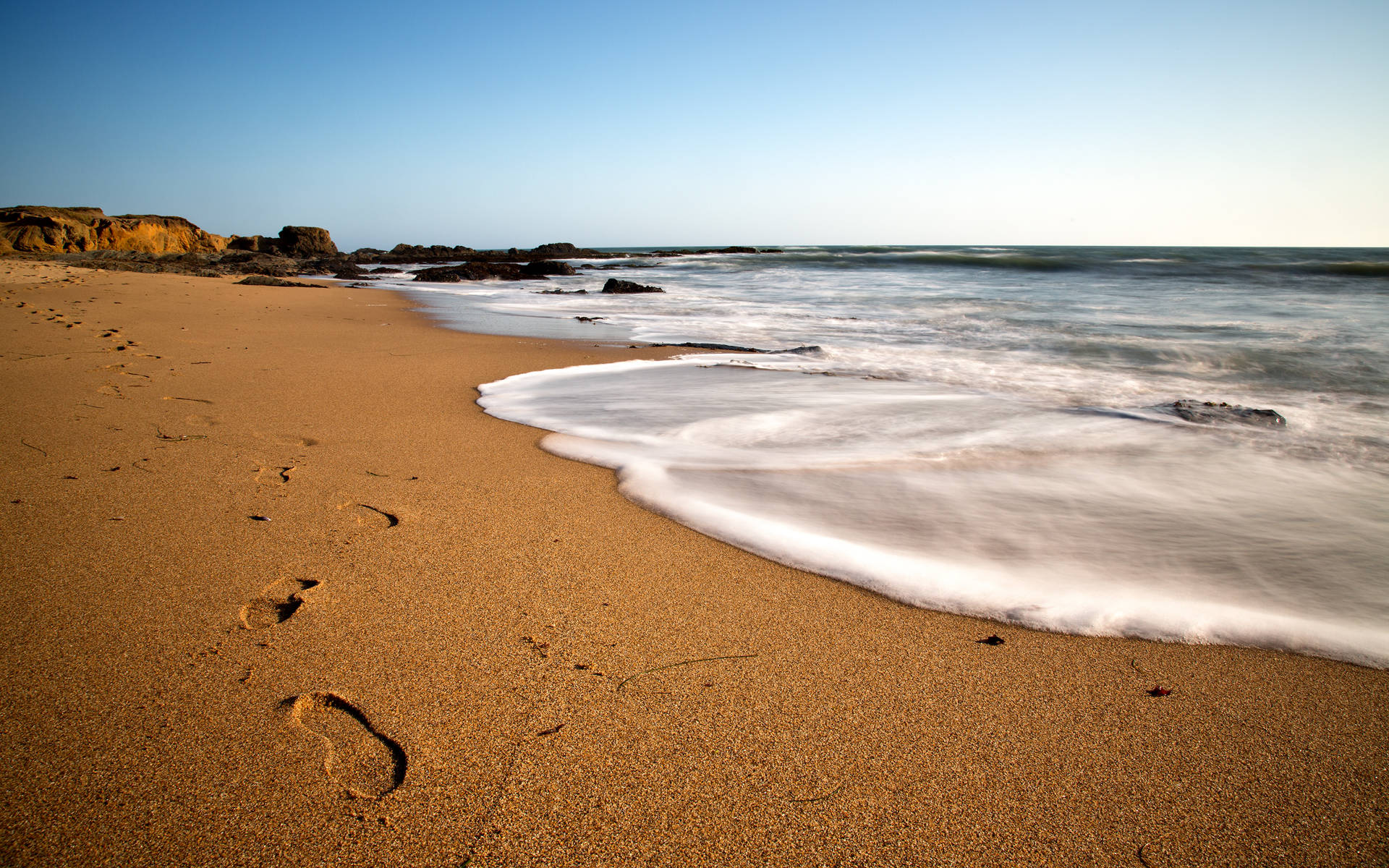 Sand Footprints Beach Desktop Background
