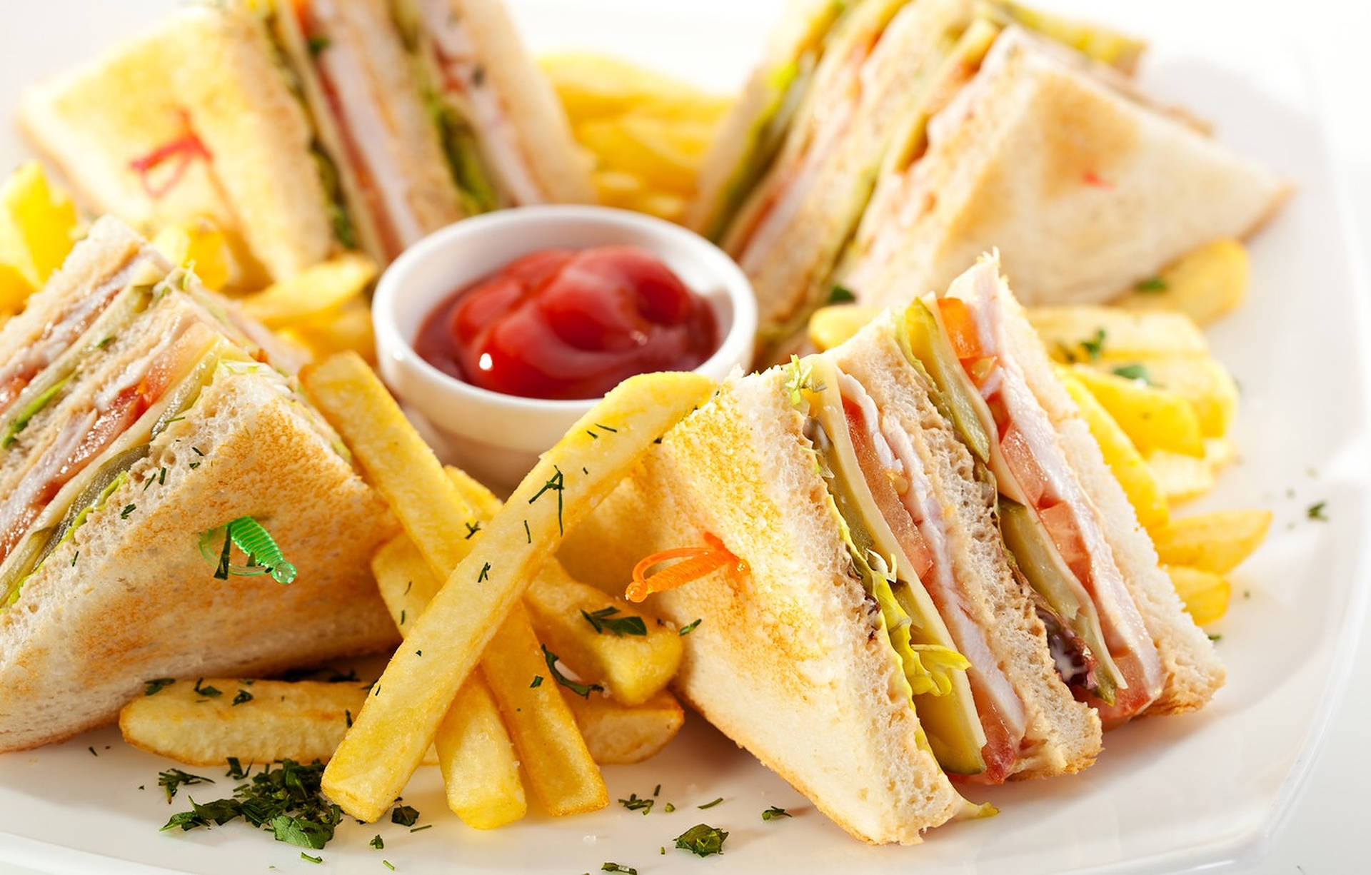 Sandwiches With Fries Background