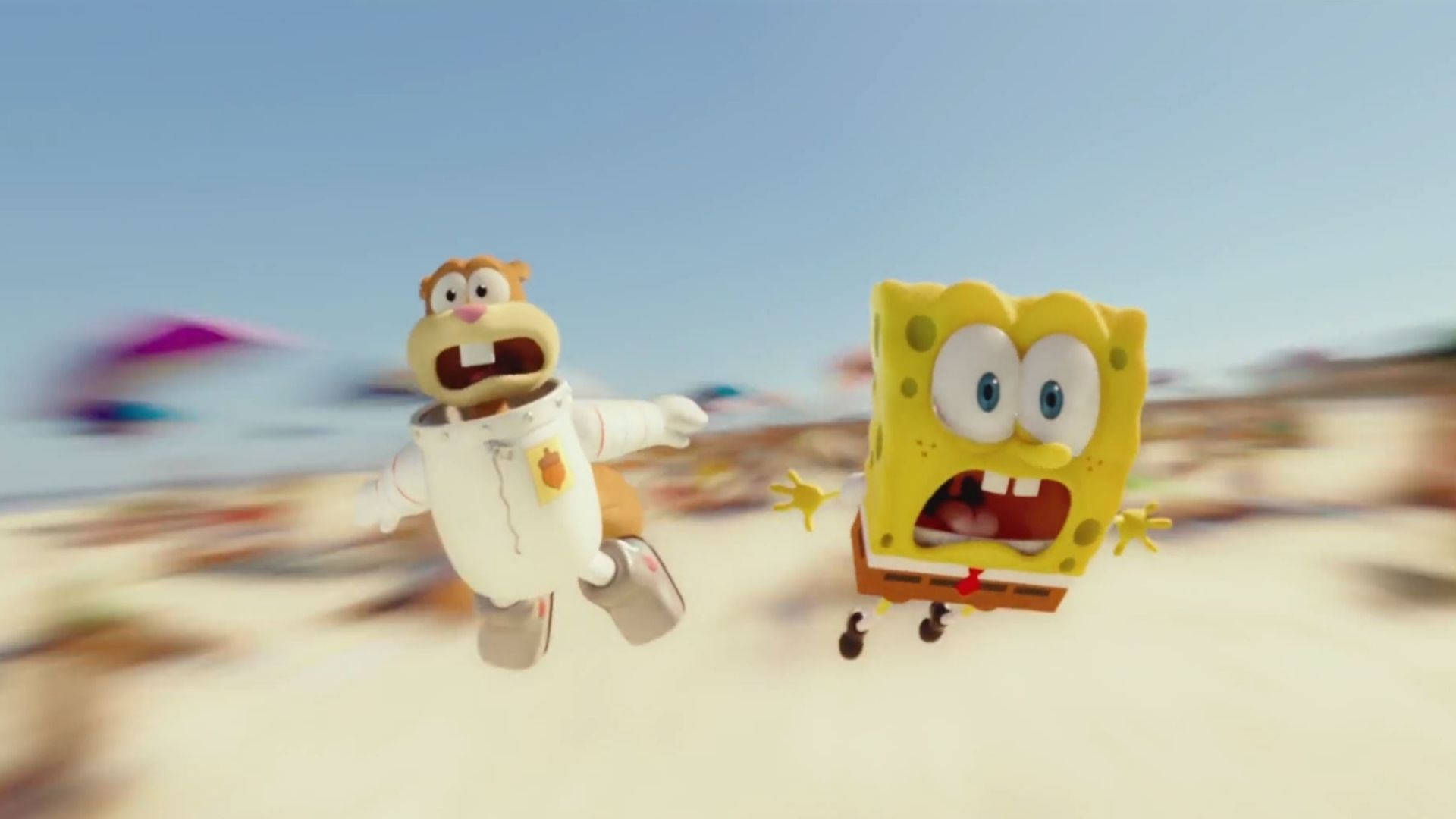 Sandy Cheeks And Spongebob Falling Background