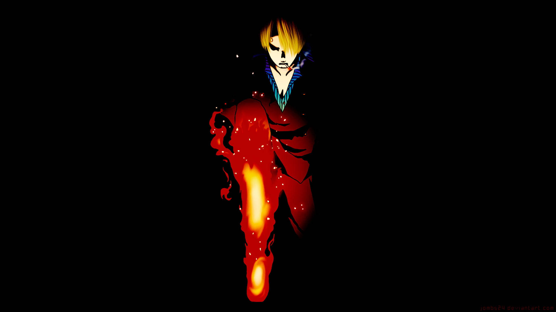 Sanji Delivers A Powerful Devil Kick In The Darkness Background