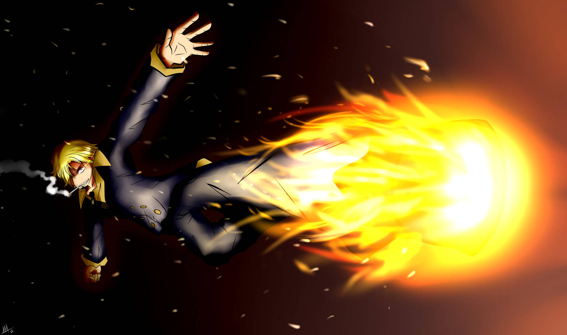 Sanji Displaying His Signature Flaming Kick Background