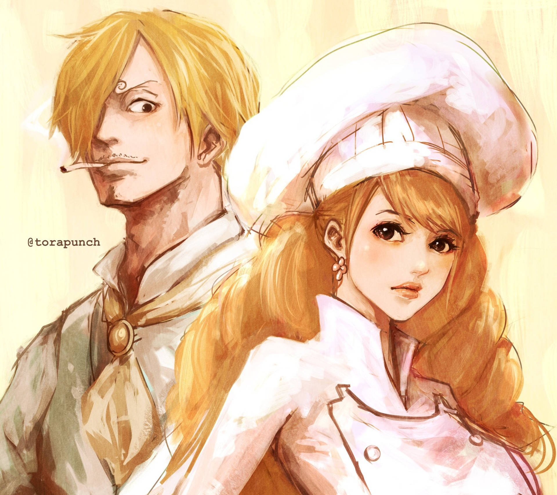 Sanji & Pudding - One Sweet Couple Background