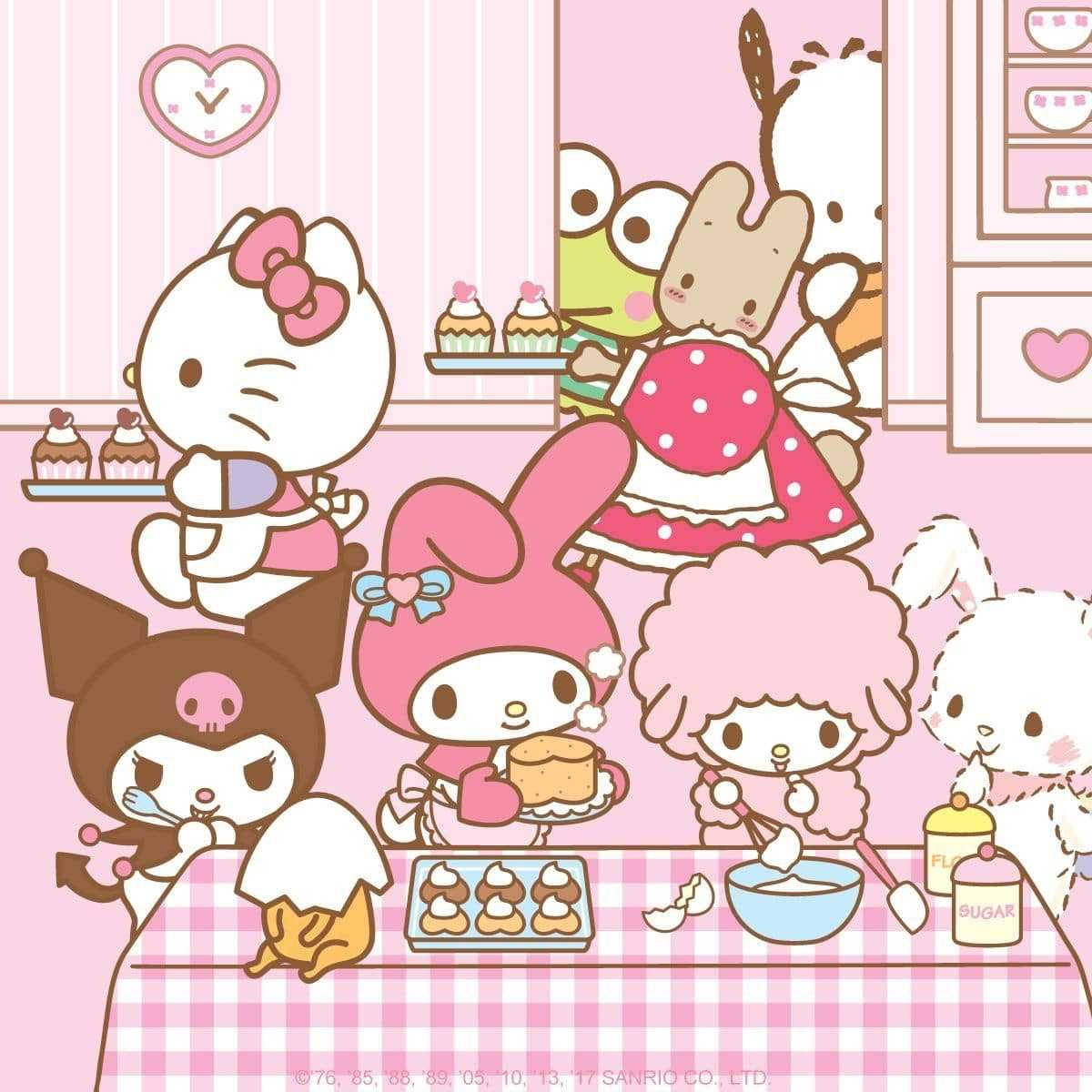 Sanrio Characters Cupcake Party Background
