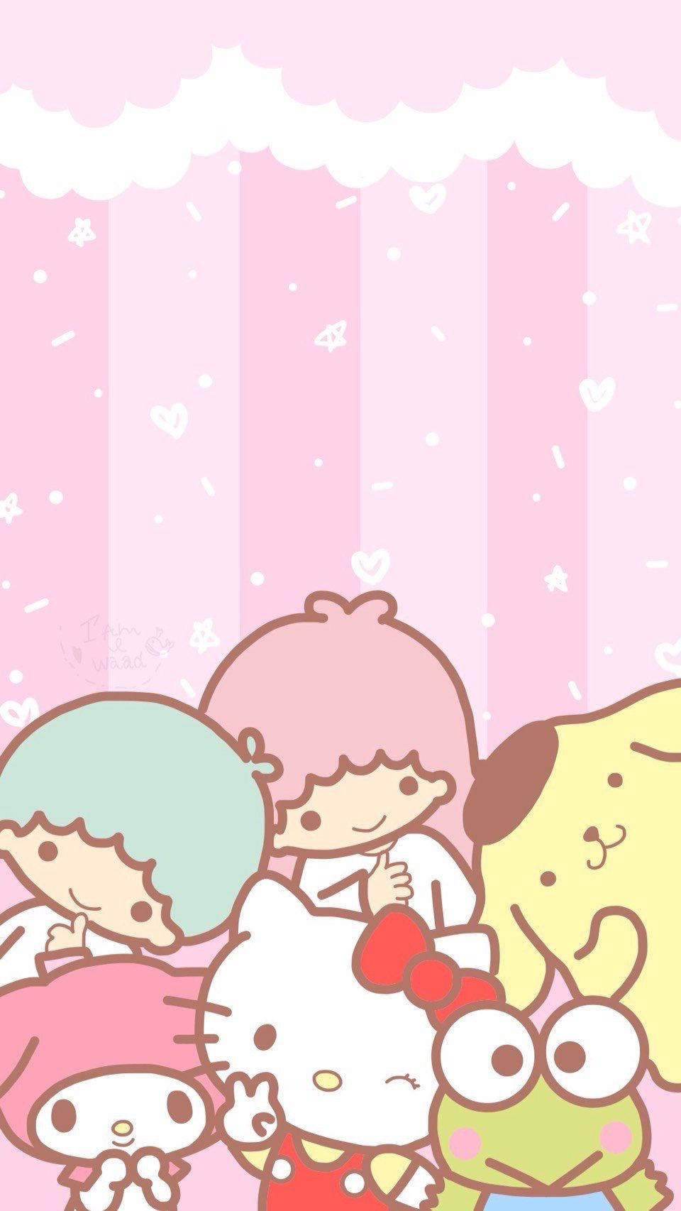 Sanrio Characters In Pink Background