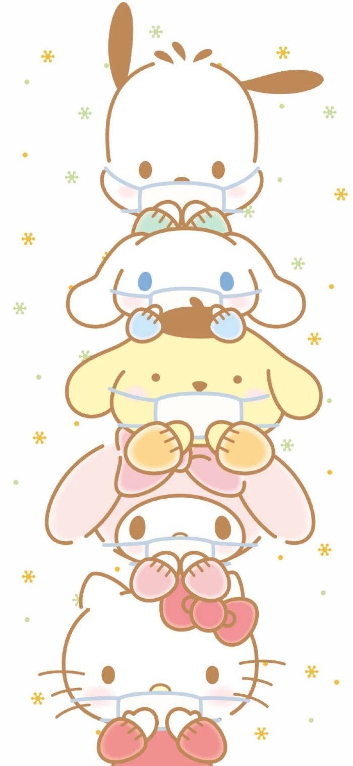 Sanrio Characters Wearing Masks Background