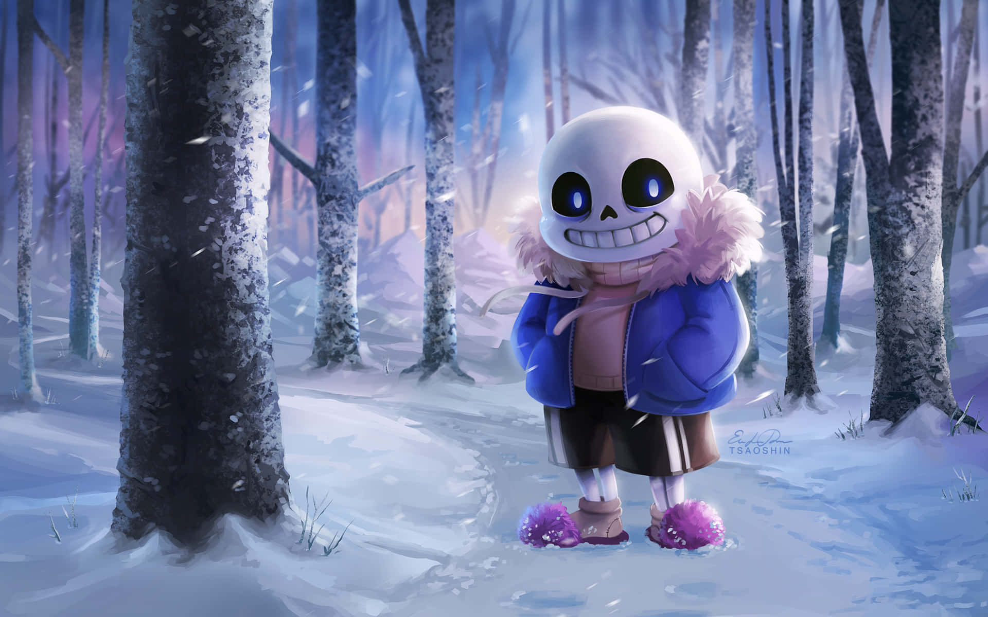 Sans From Undertale - Watercolor Portrait Background