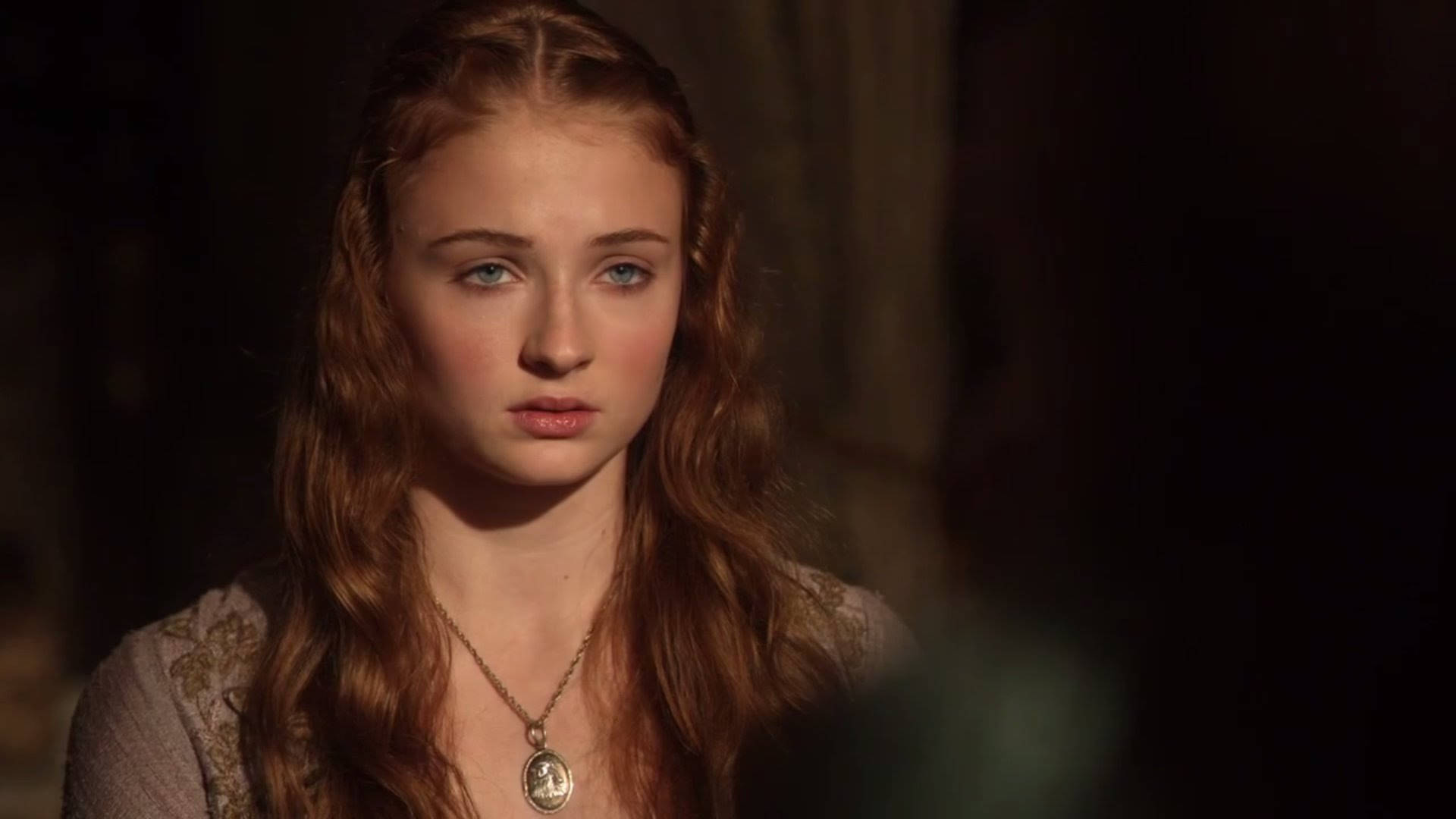 Sansa Stark Beautiful Auburn Hair Background