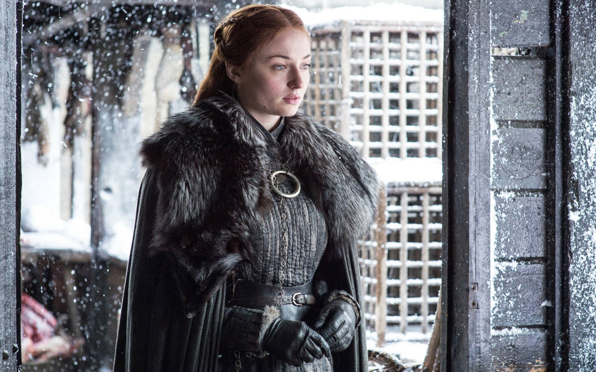 Sansa Stark Stunning Winterfell Lady Background