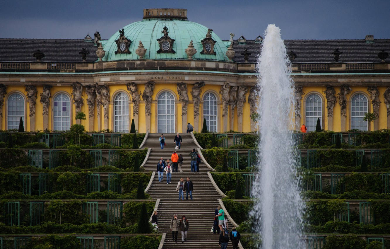 Sanssouci Palace Fountain Potsdam Background