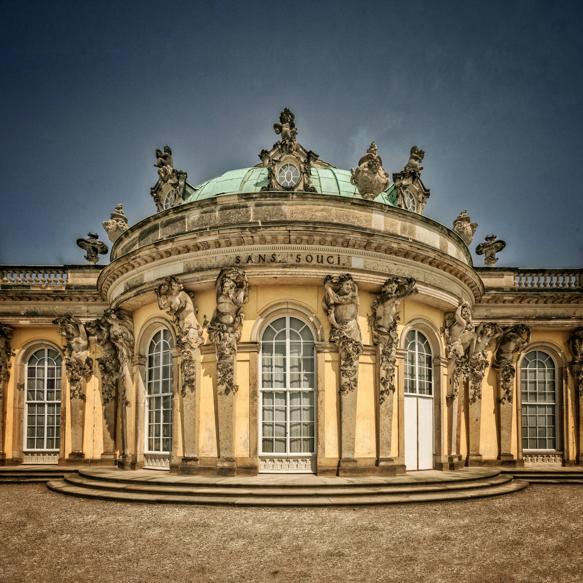 Sanssouci Palace Potsdam Dark Sky Background