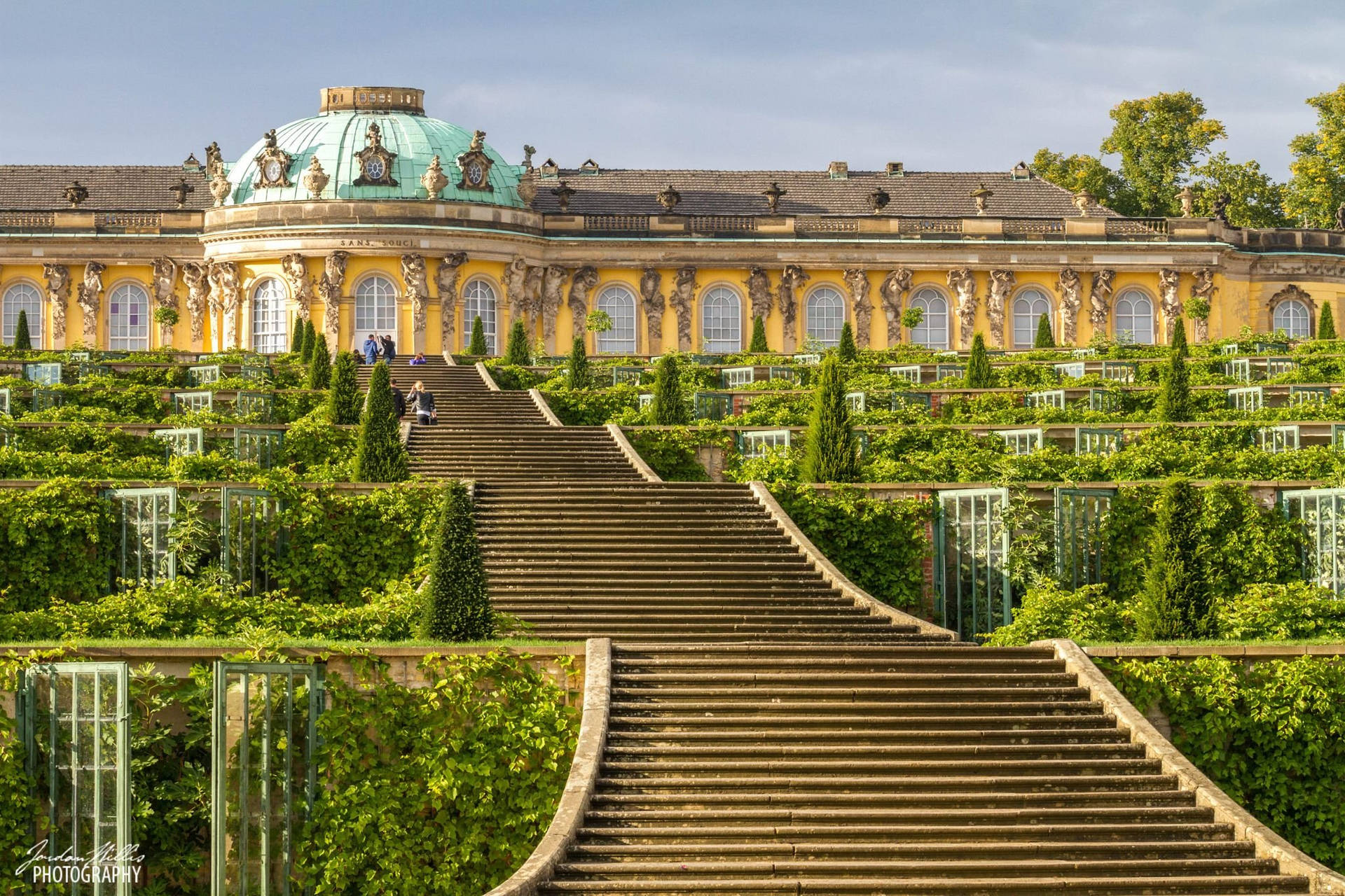 Sanssouci Park Long Staircase Potsdam Background