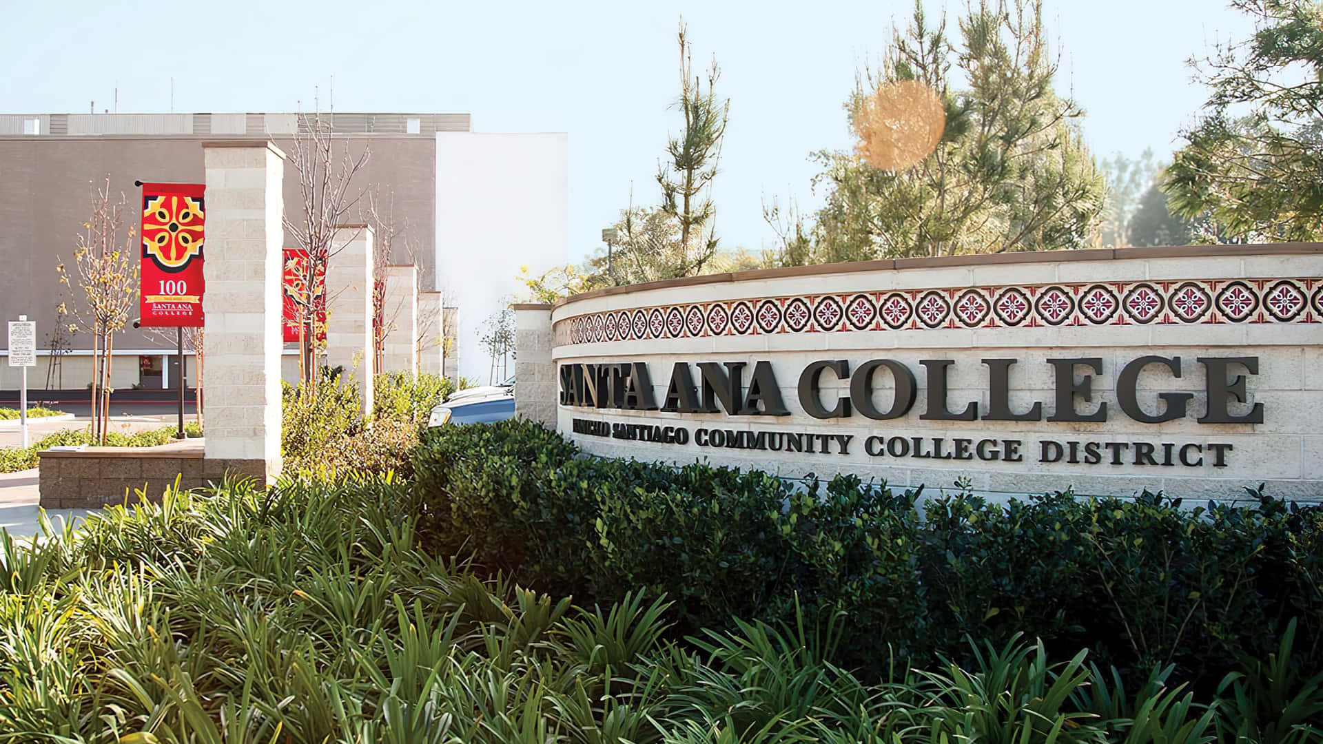 Santa Ana College Signage, California Background