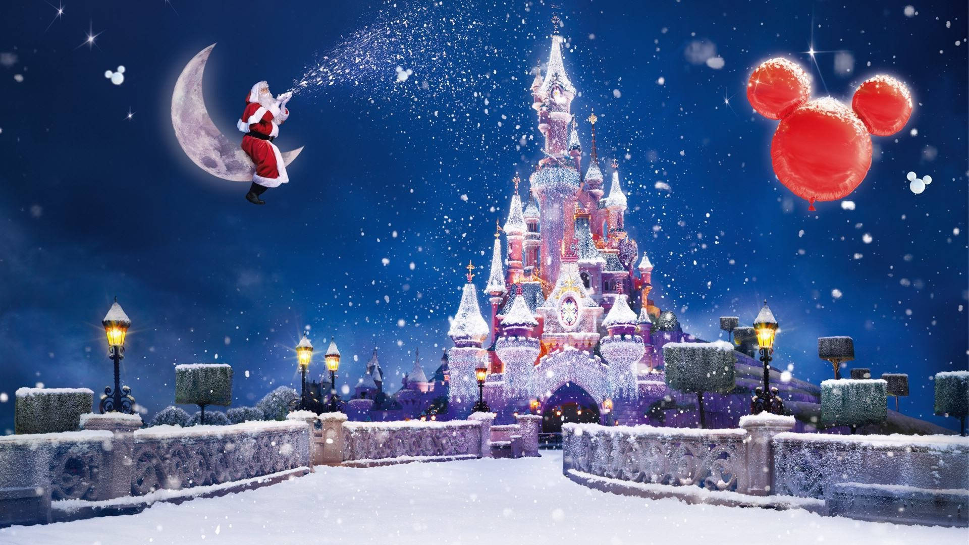 Santa And The Disney Castle Background