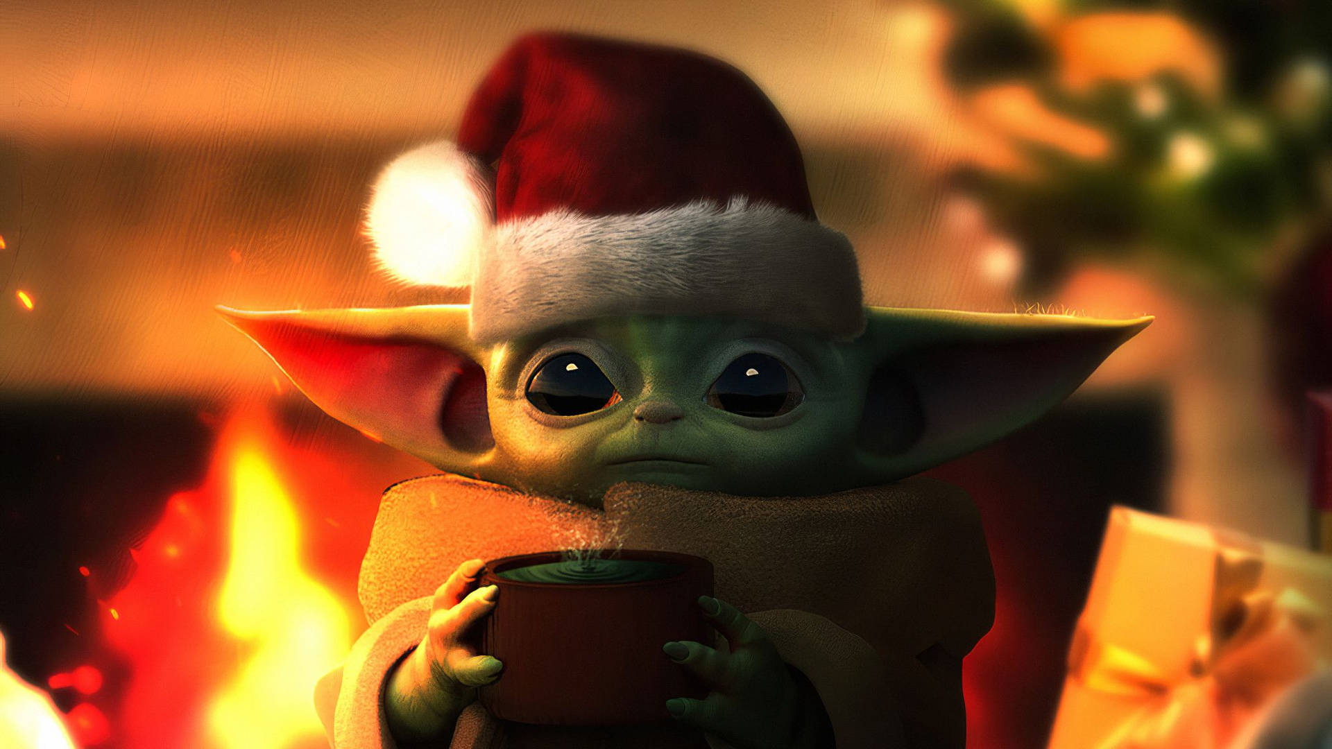 Santa Baby Yoda Background