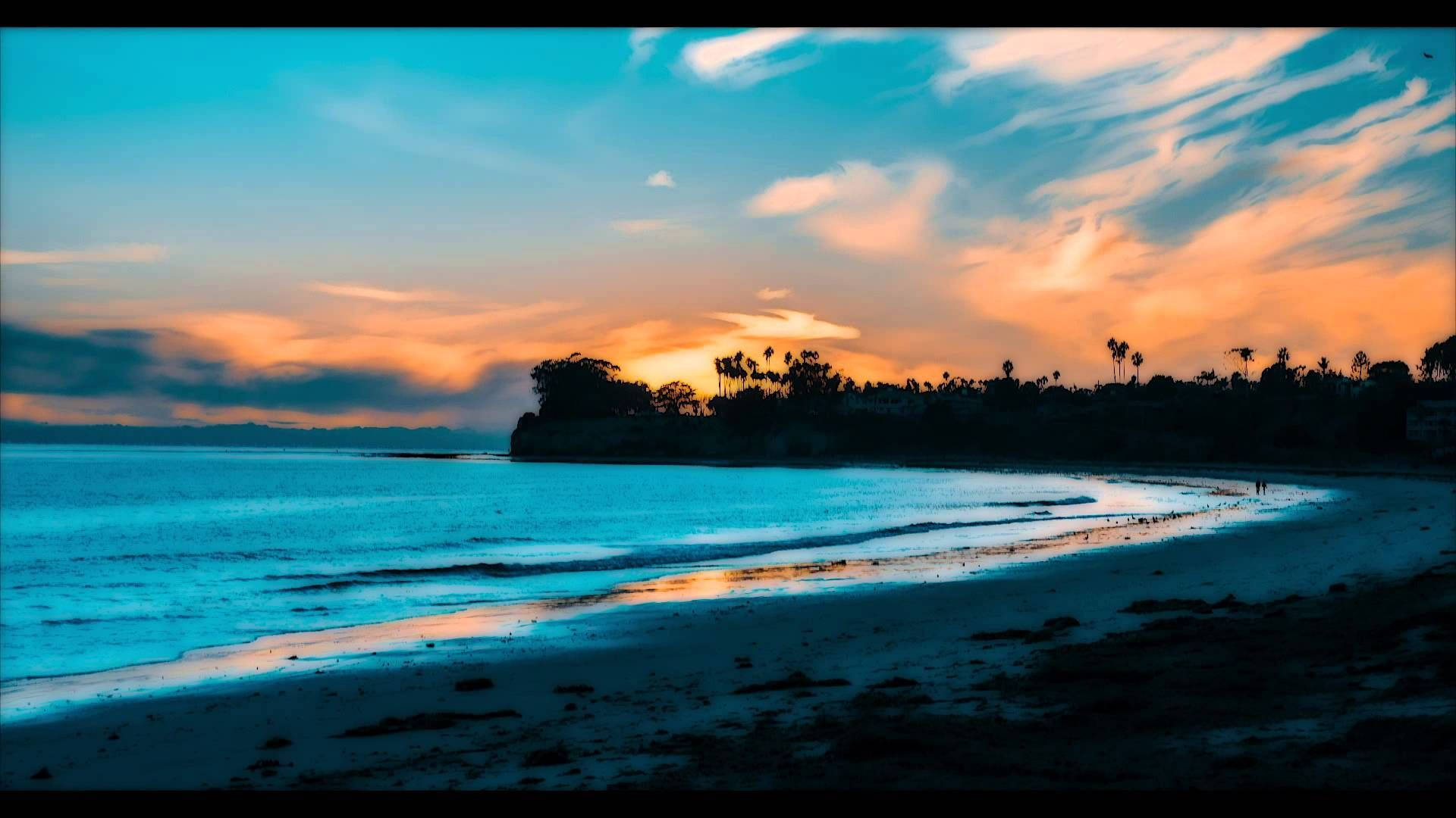 Santa Barbara Beach Ucsb Sunset Background