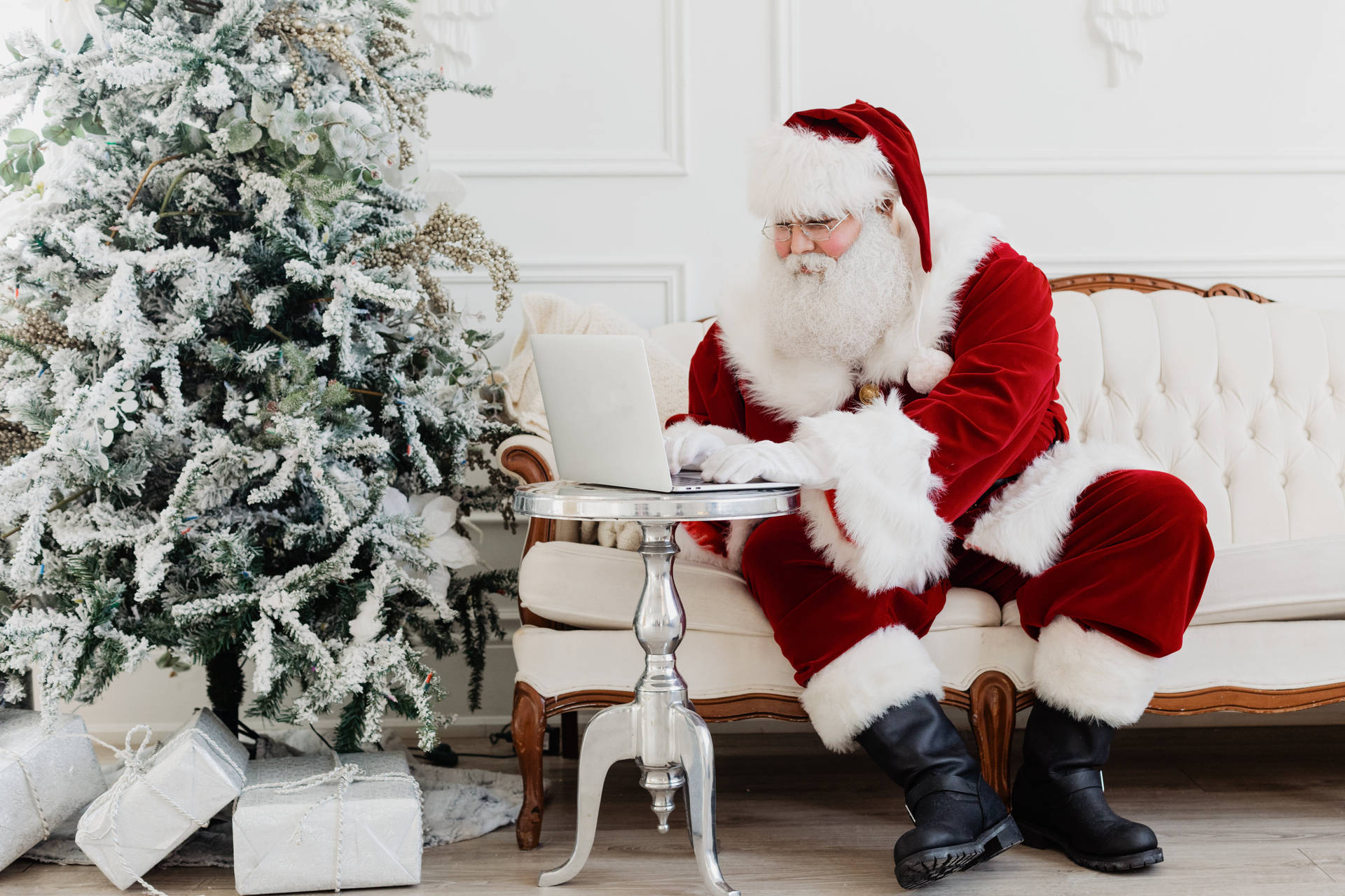 Santa Checking His Christmas List Background