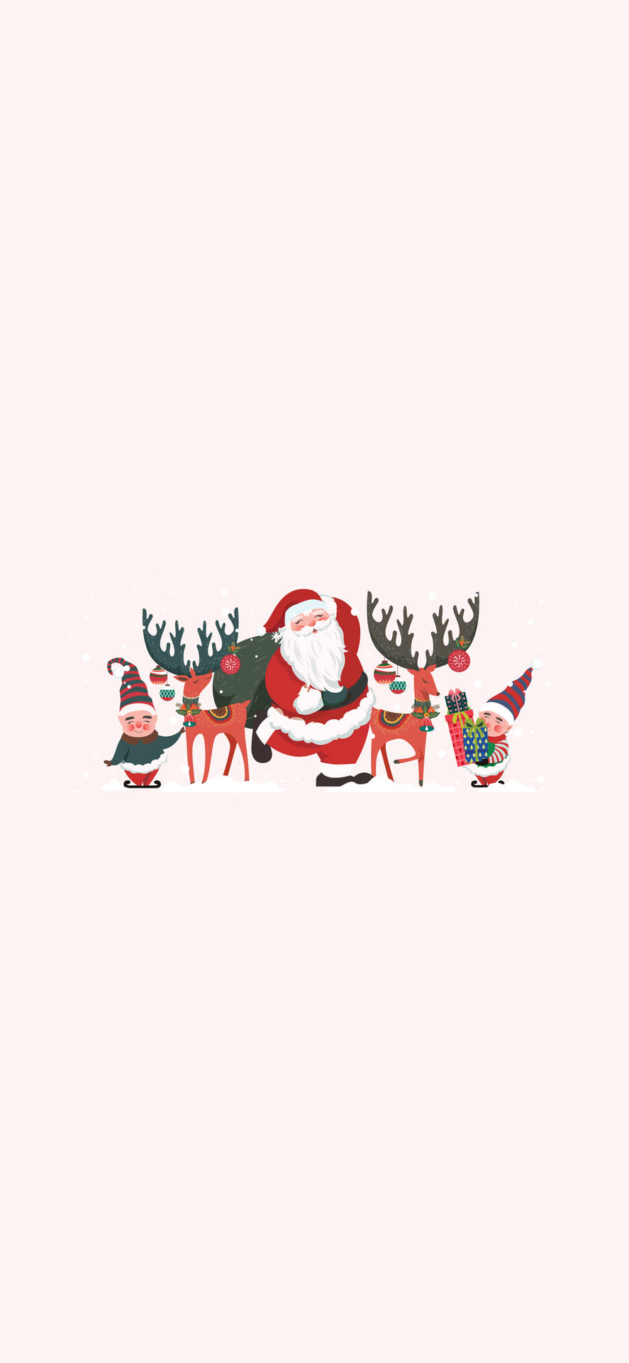 Santa Claus And Elves Simple Christmas Background