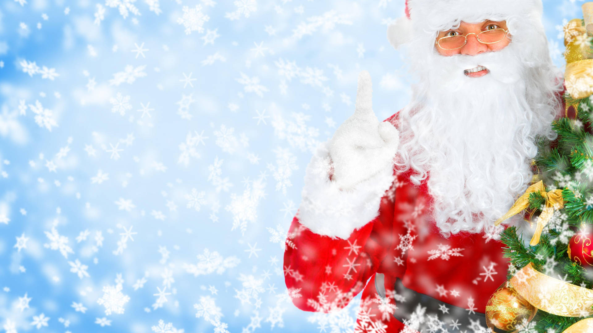 Santa Claus And Snowflakes Background
