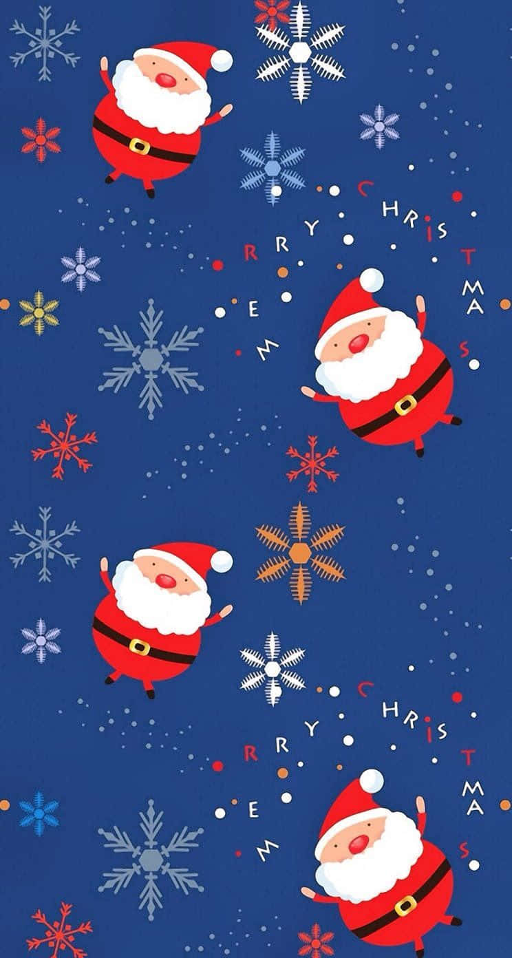 Santa Claus And Snowflakes On A Blue Background Background
