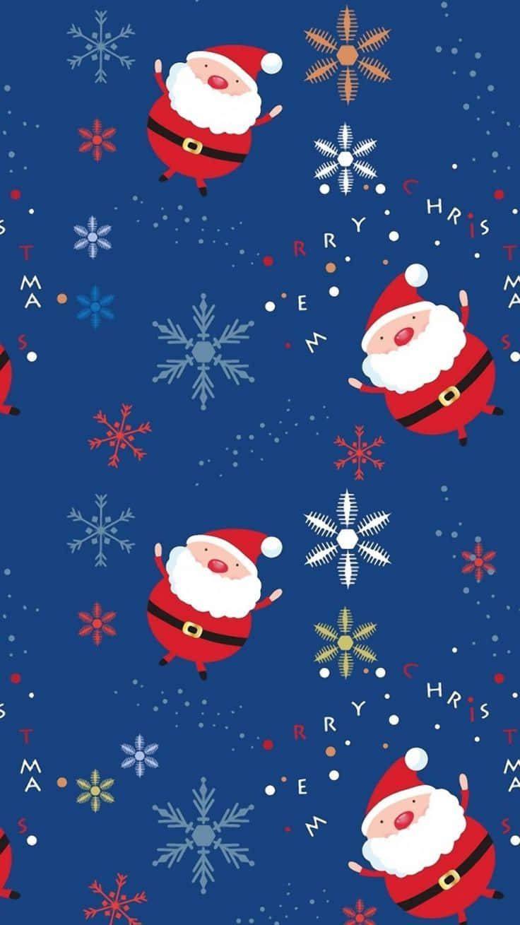 Santa Claus And Snowflakes On A Blue Background Background