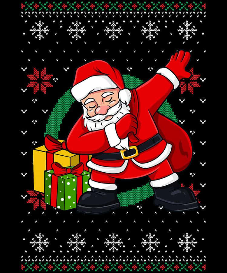 Santa Claus Dabbing Christmas Sweater Background