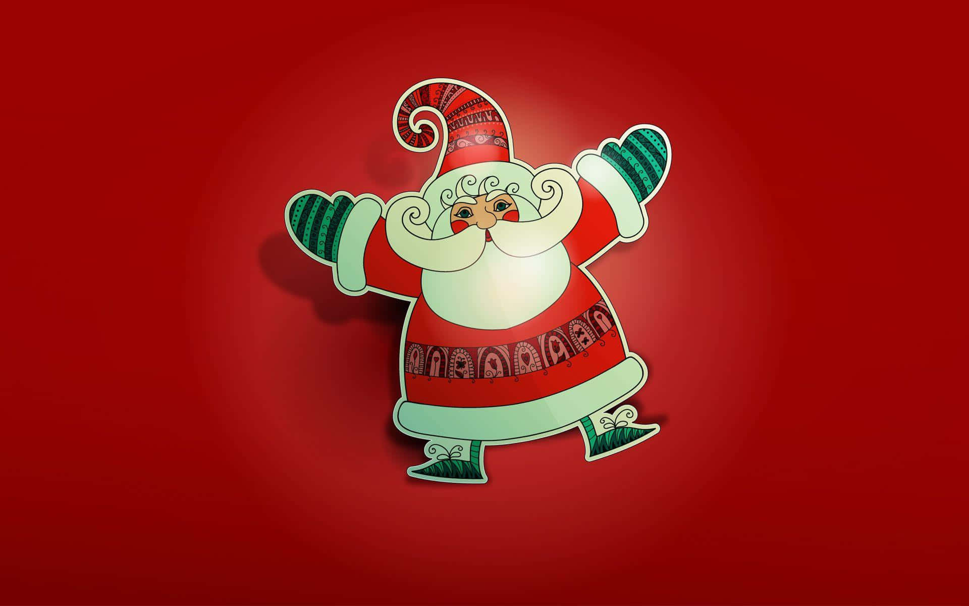 Santa Claus Delivering Presents To Children On Christmas Eve Background