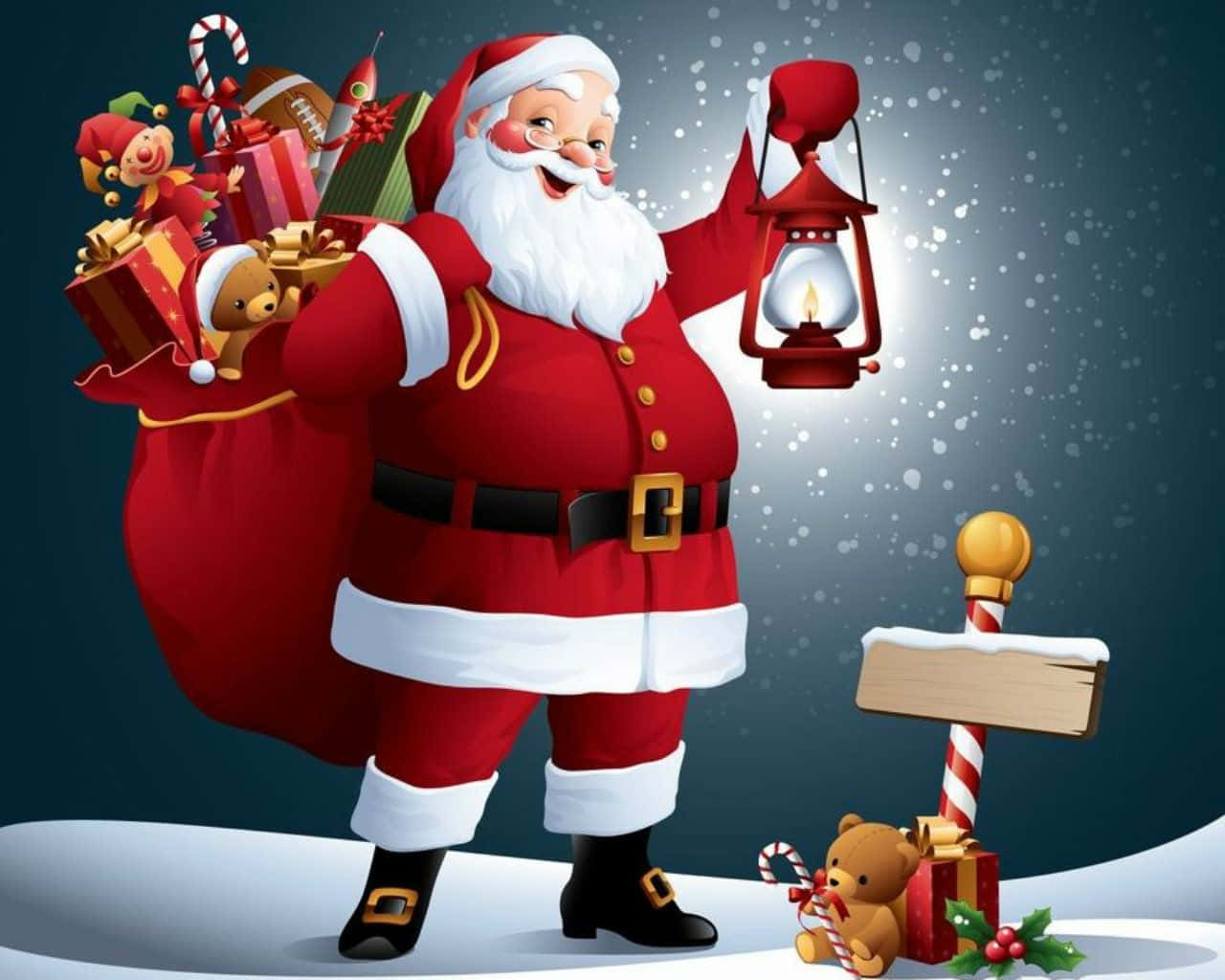 Santa Claus Is Here! Getting Ready To Give Christmas Gifts To All Good Children. Background