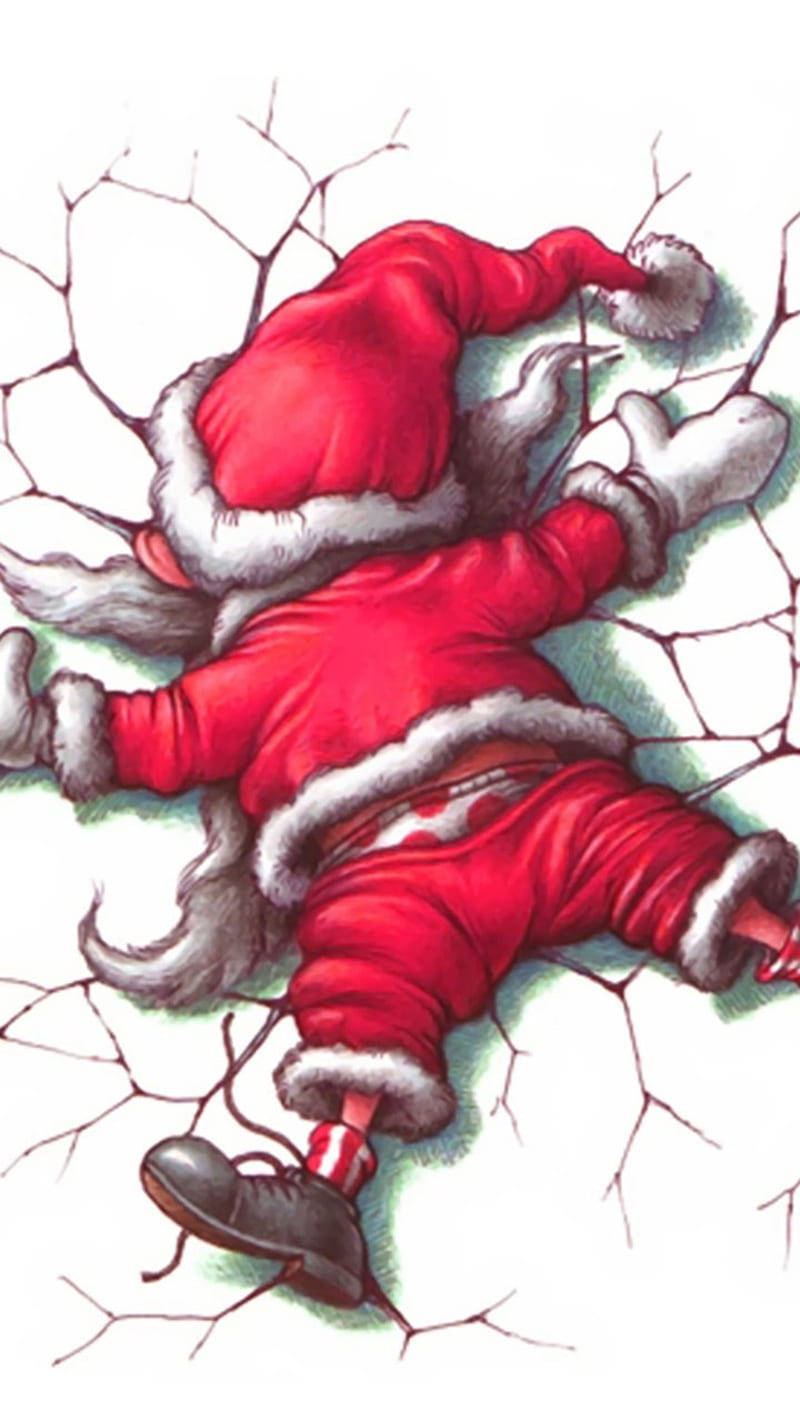 Santa Claus Lying Down Funny Christmas Background