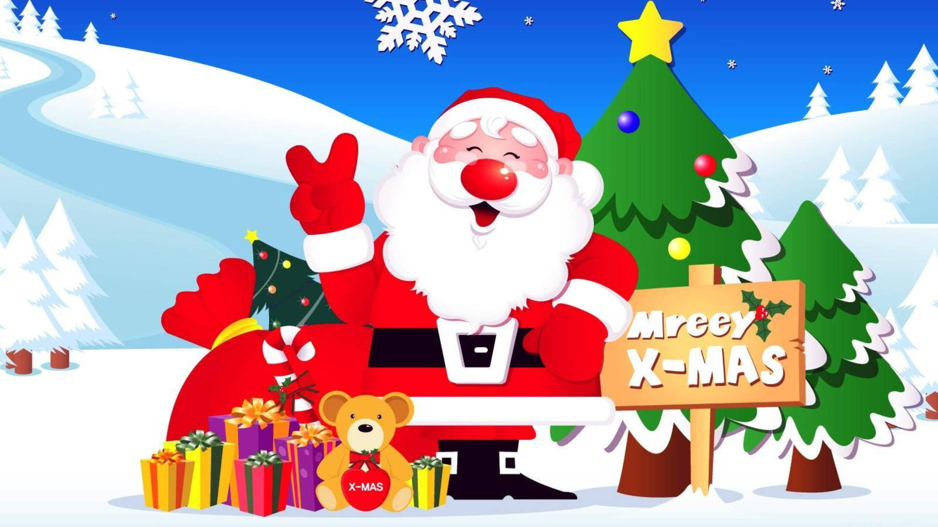 Santa Claus Merry X-mas Background