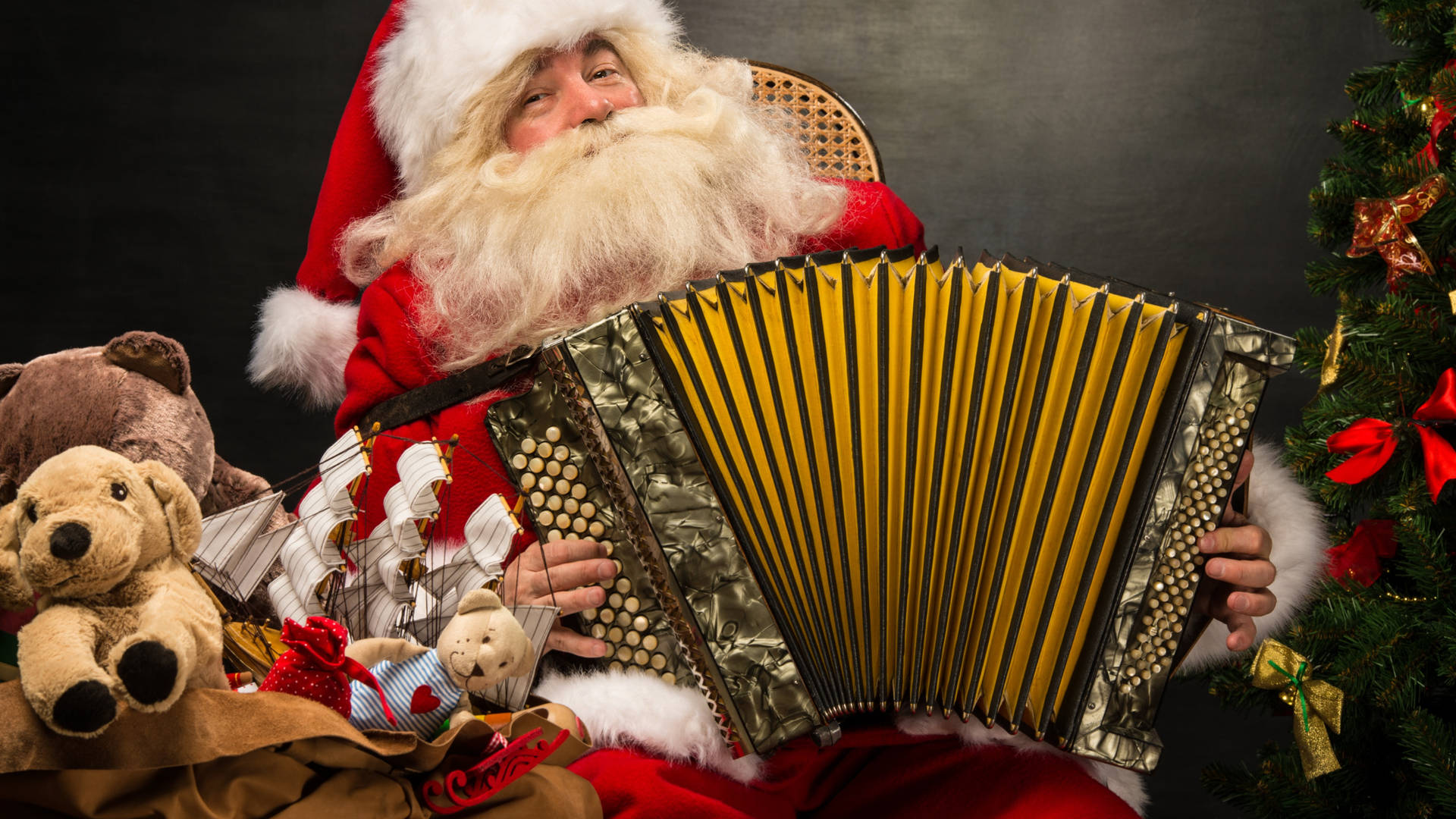 Santa Claus Playing Accordion Background