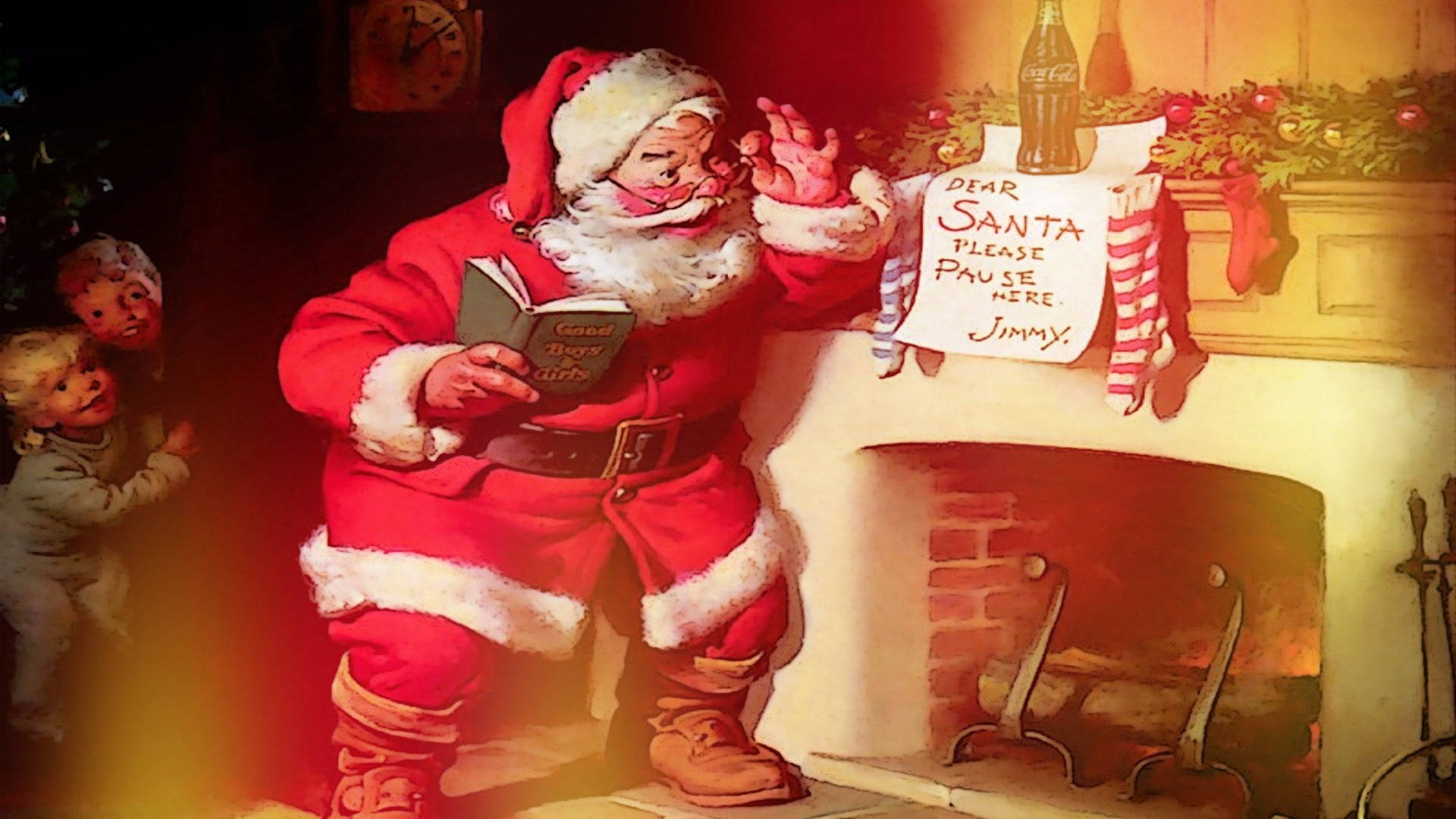 Santa Claus Reading Letter Background