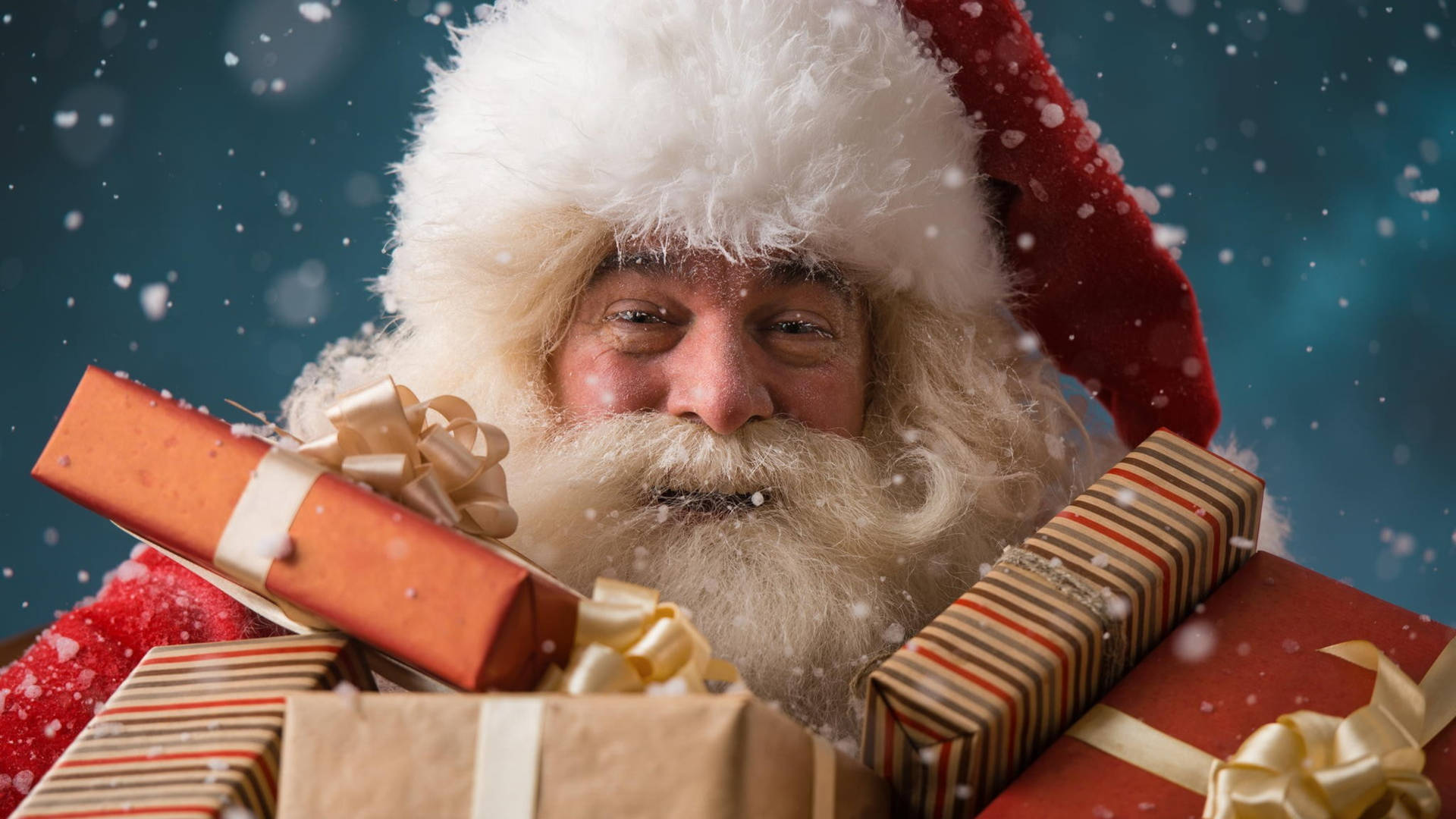 Santa Claus With Presents Background