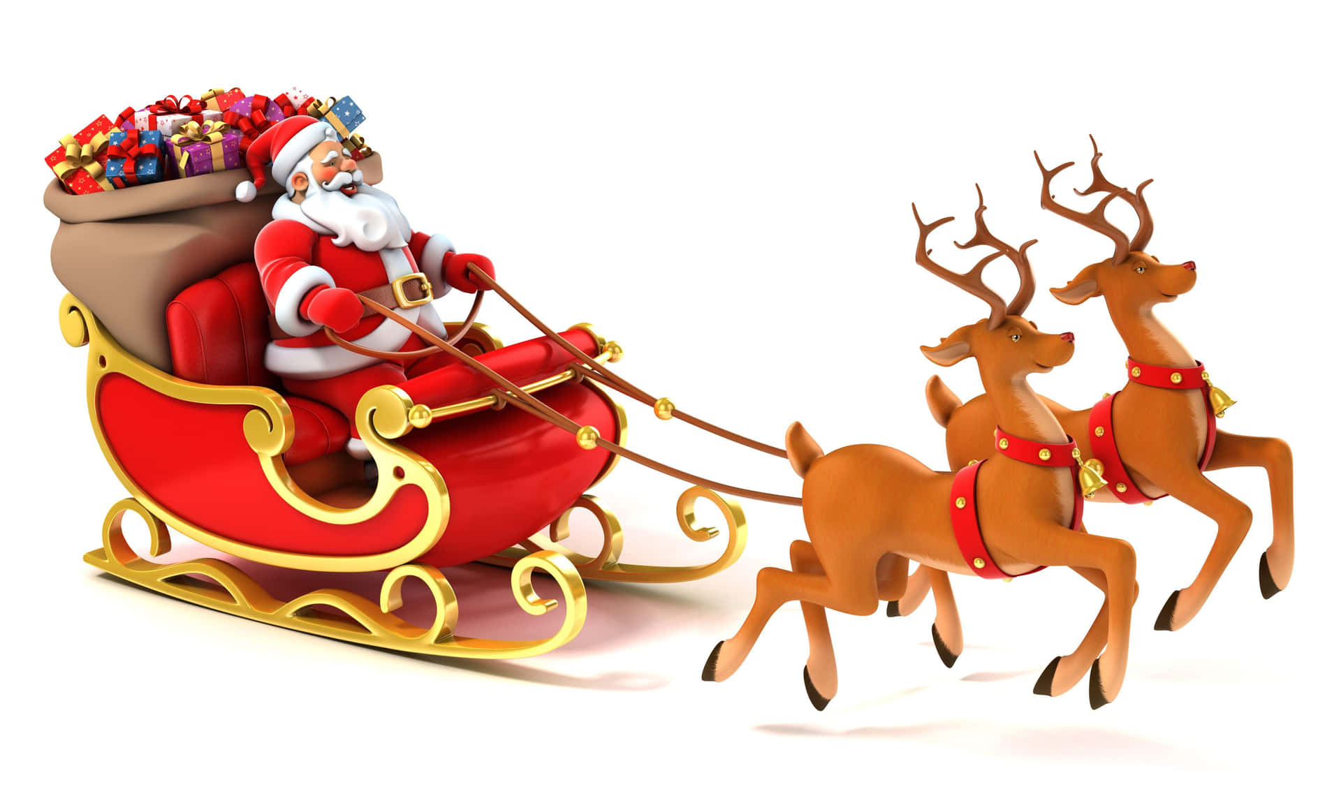 Santa Claus With Reindeer Ready For Take-off Background