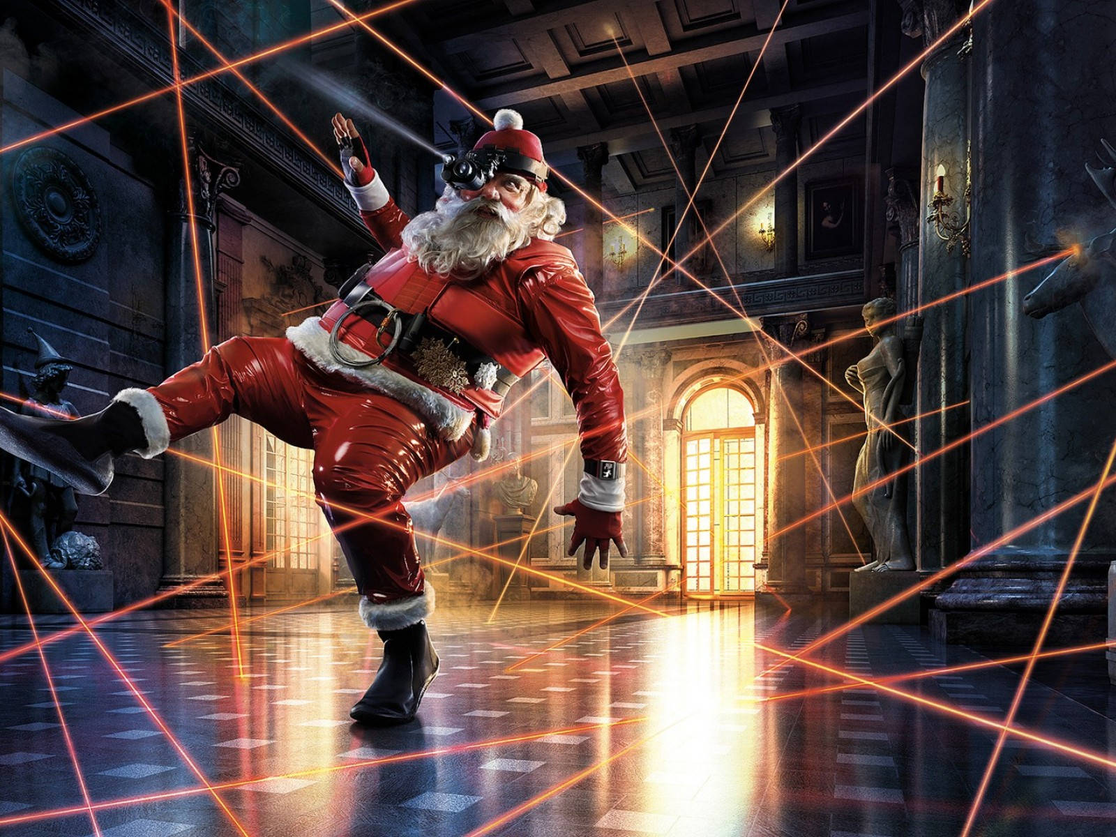 Santa Dodging Laser Tags Background