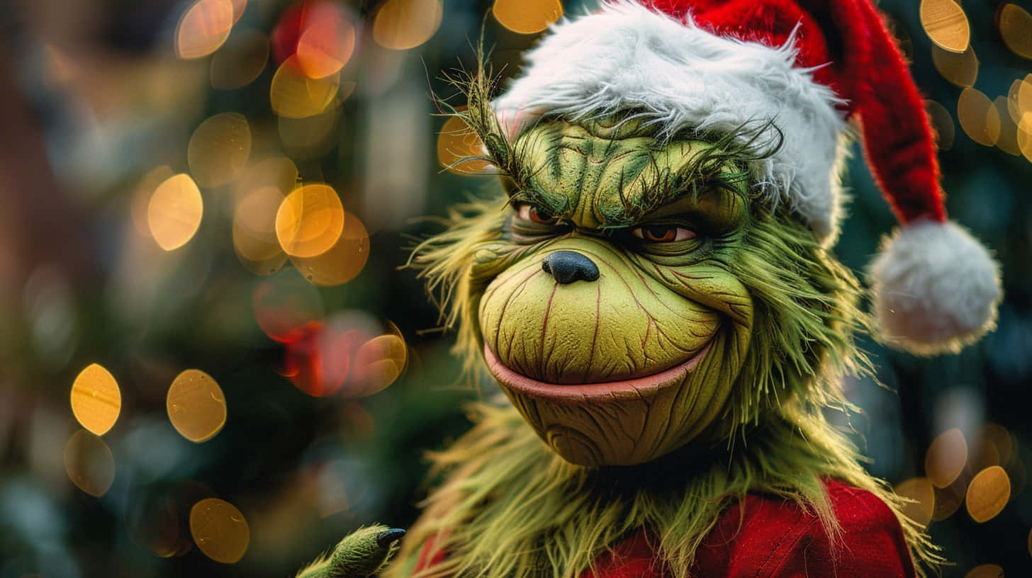Santa Hat Grinch Smirk Background