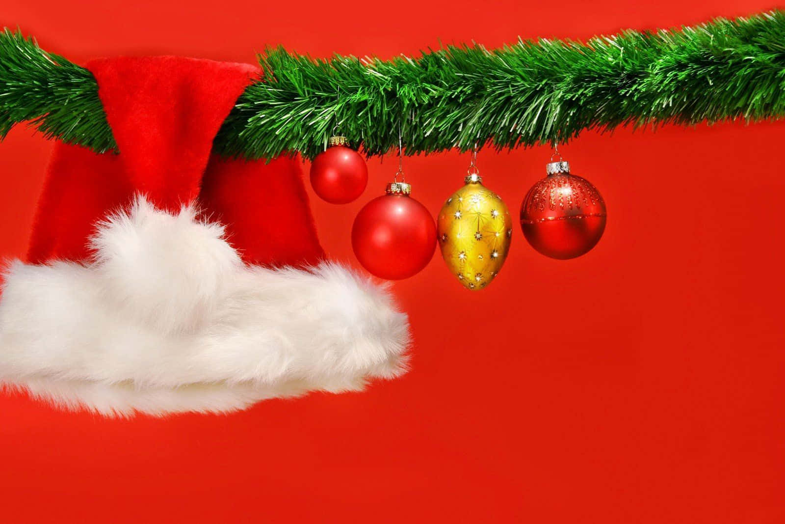 Santa Hat Red And Green Christmas Background