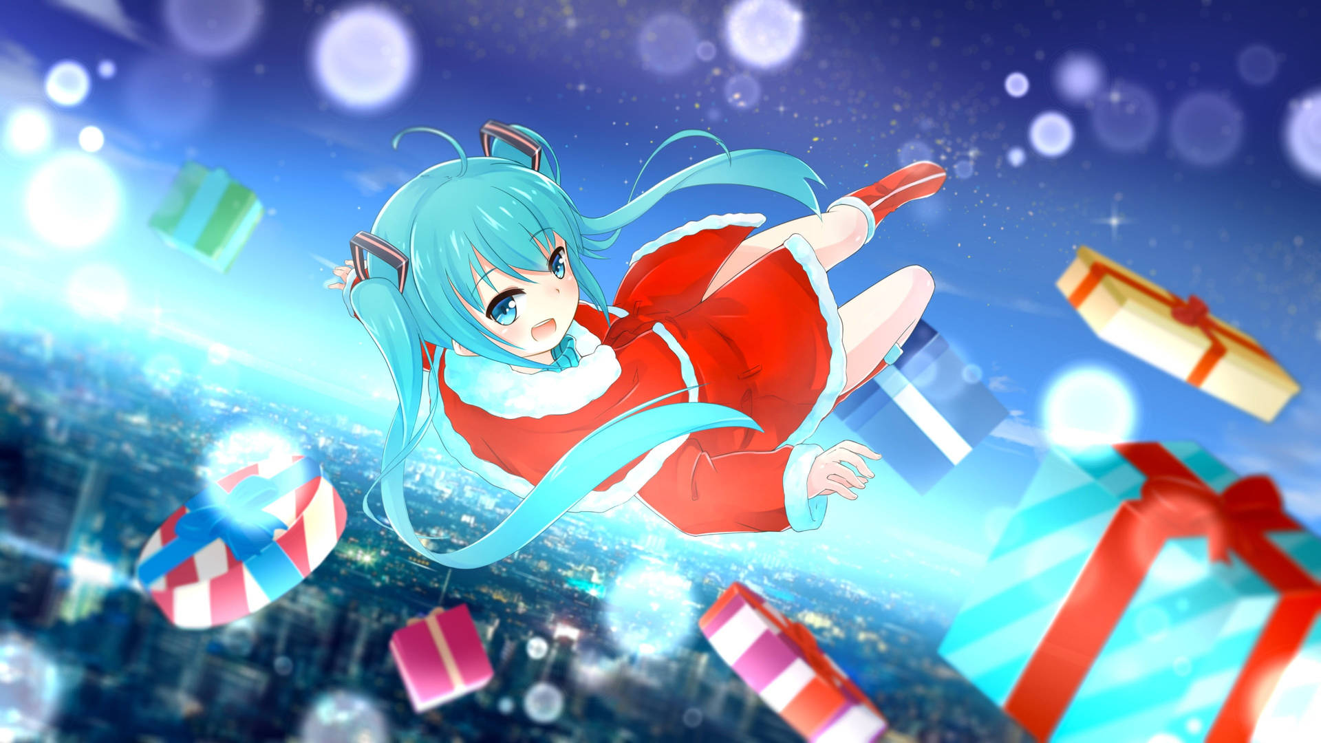 Santa Hatsuni Miku Anime Christmas Background