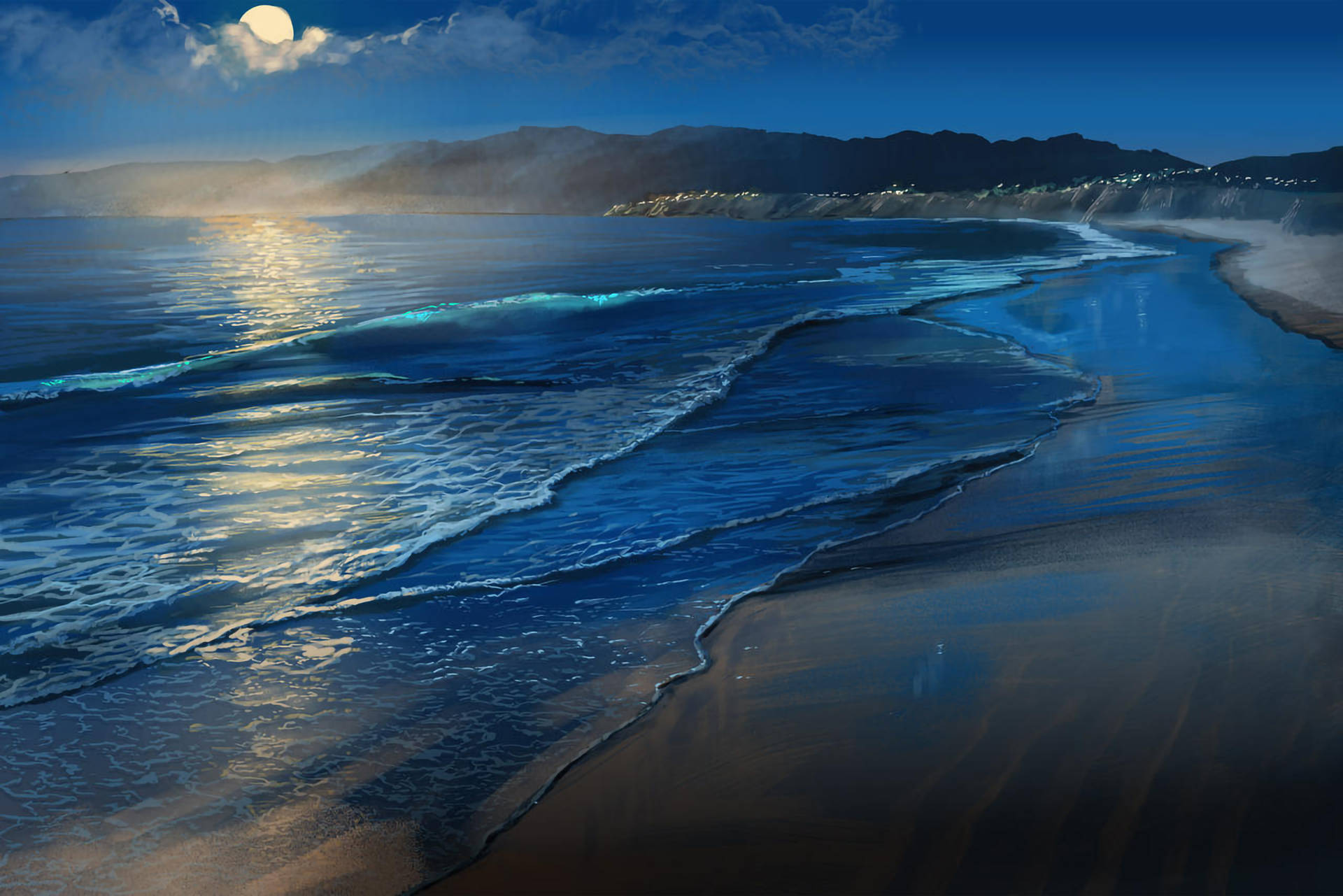 Santa Monica Beach Painting Background