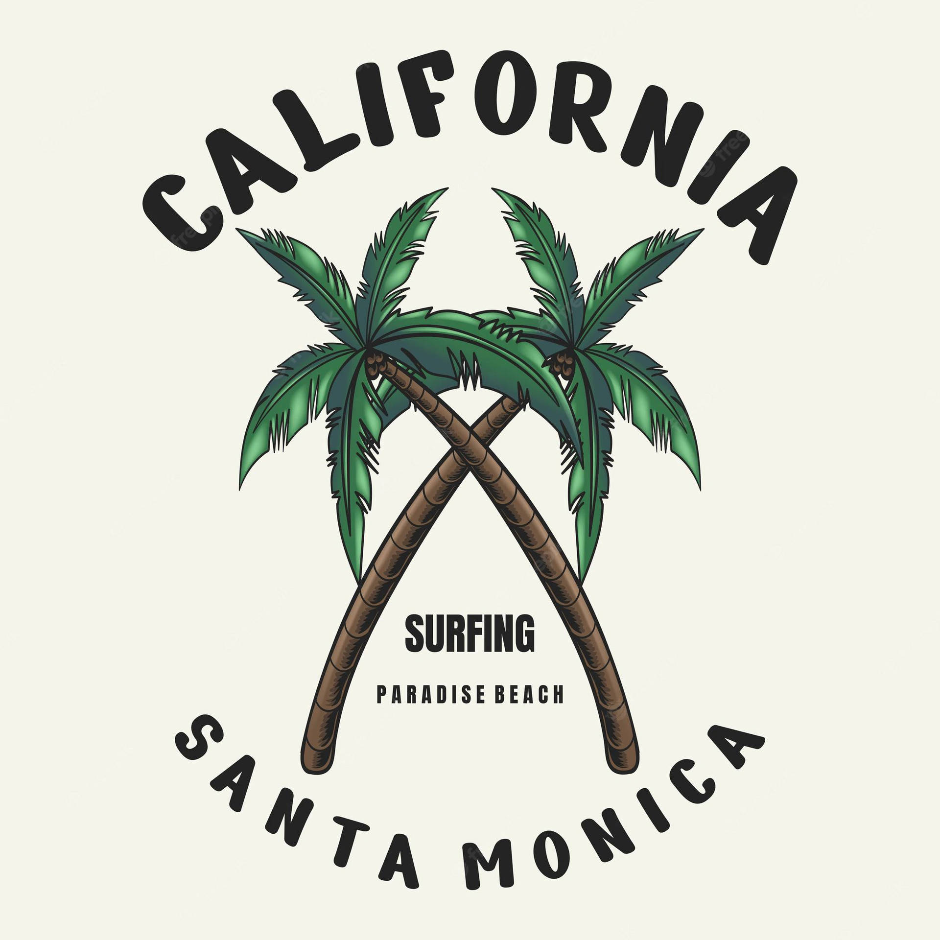 Santa Monica Crossed Palm Trees Background
