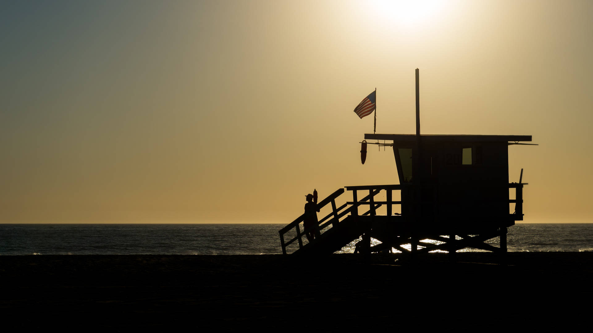 Santa Monica Lifeguard Tower Silhouette Background