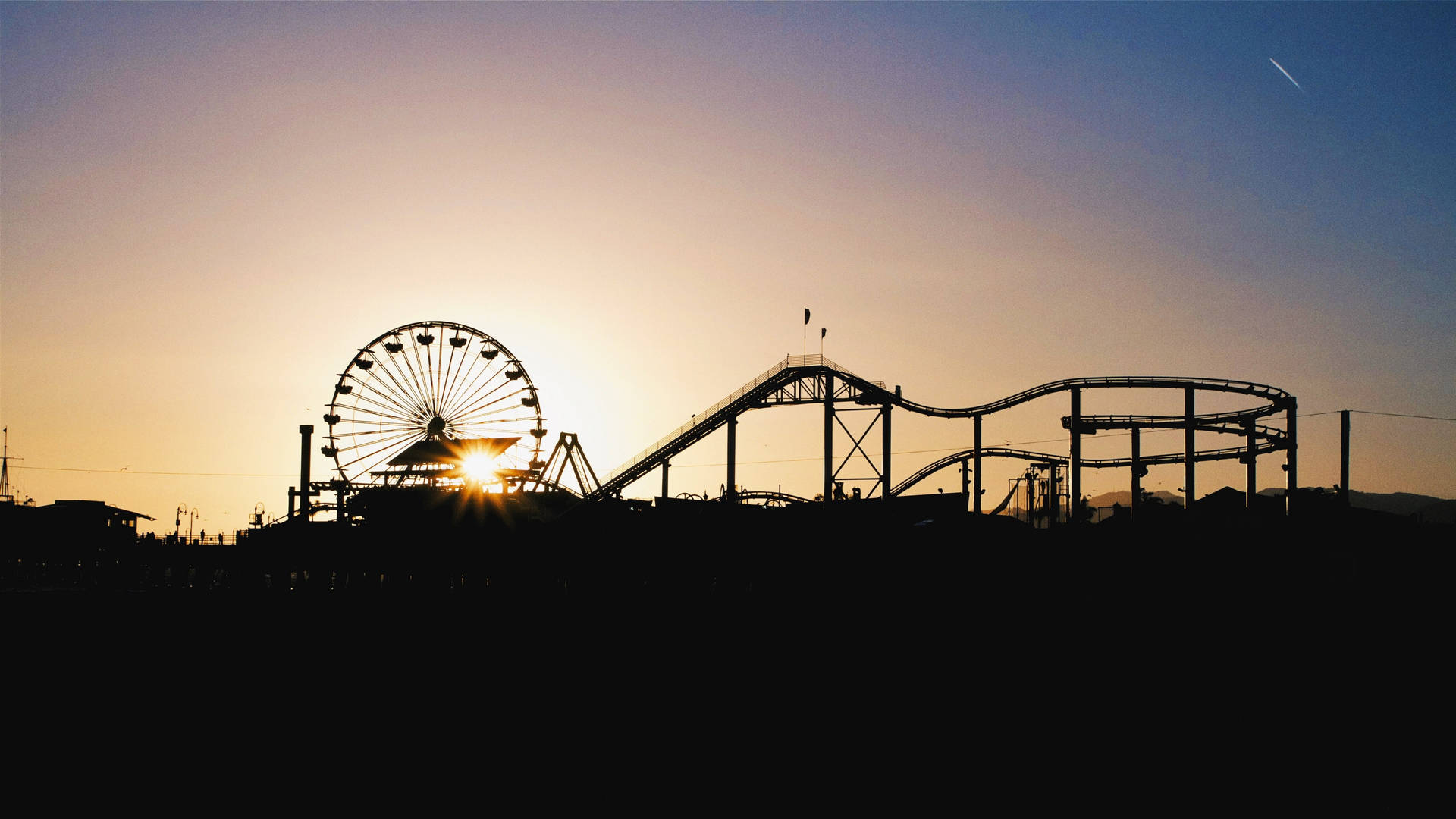 Santa Monica Park Rides Silhouette Background