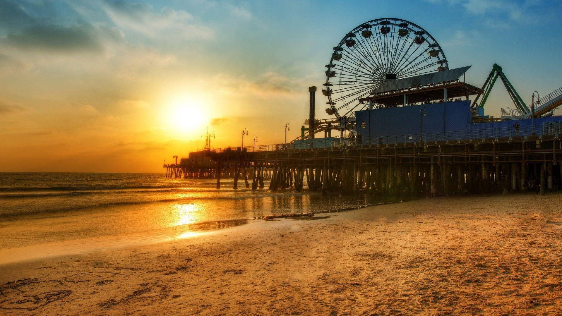 Santa Monica Sunset On Beach