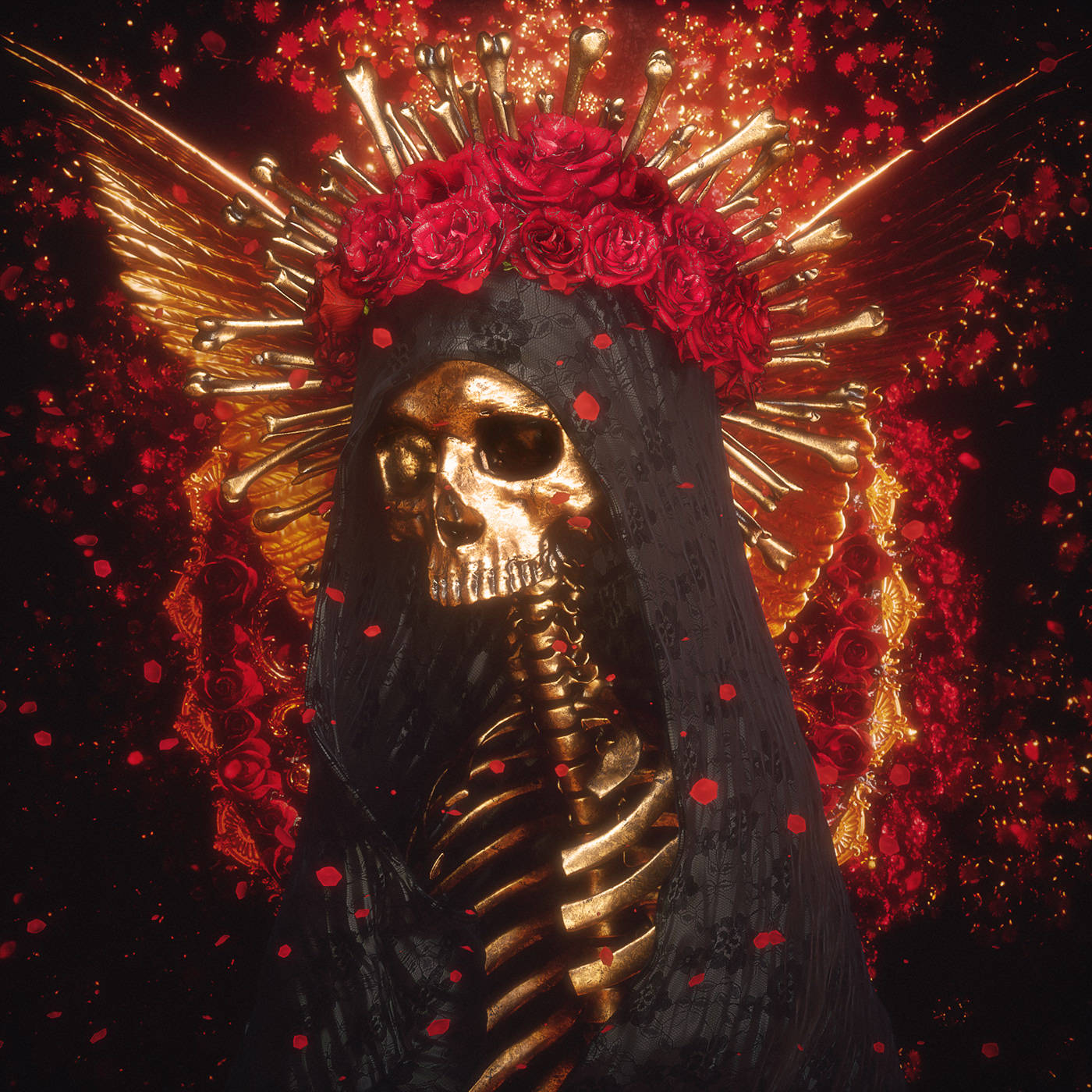 Santa Muerte Skeleton Background